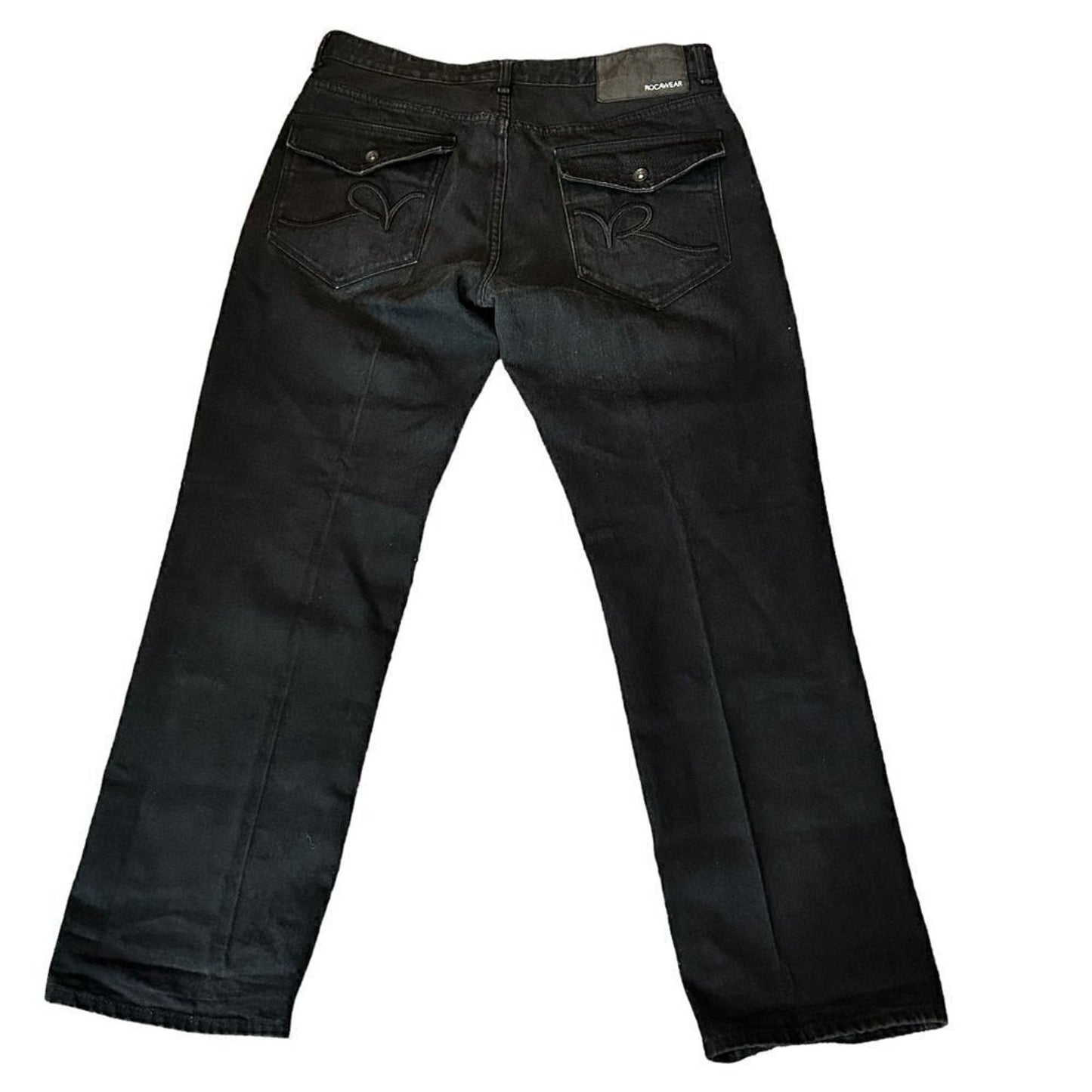 Vintage Rocawear Jeans Men's 36"x31" Black Baggy Wide Leg Skate Fit Y2K #J3-1523