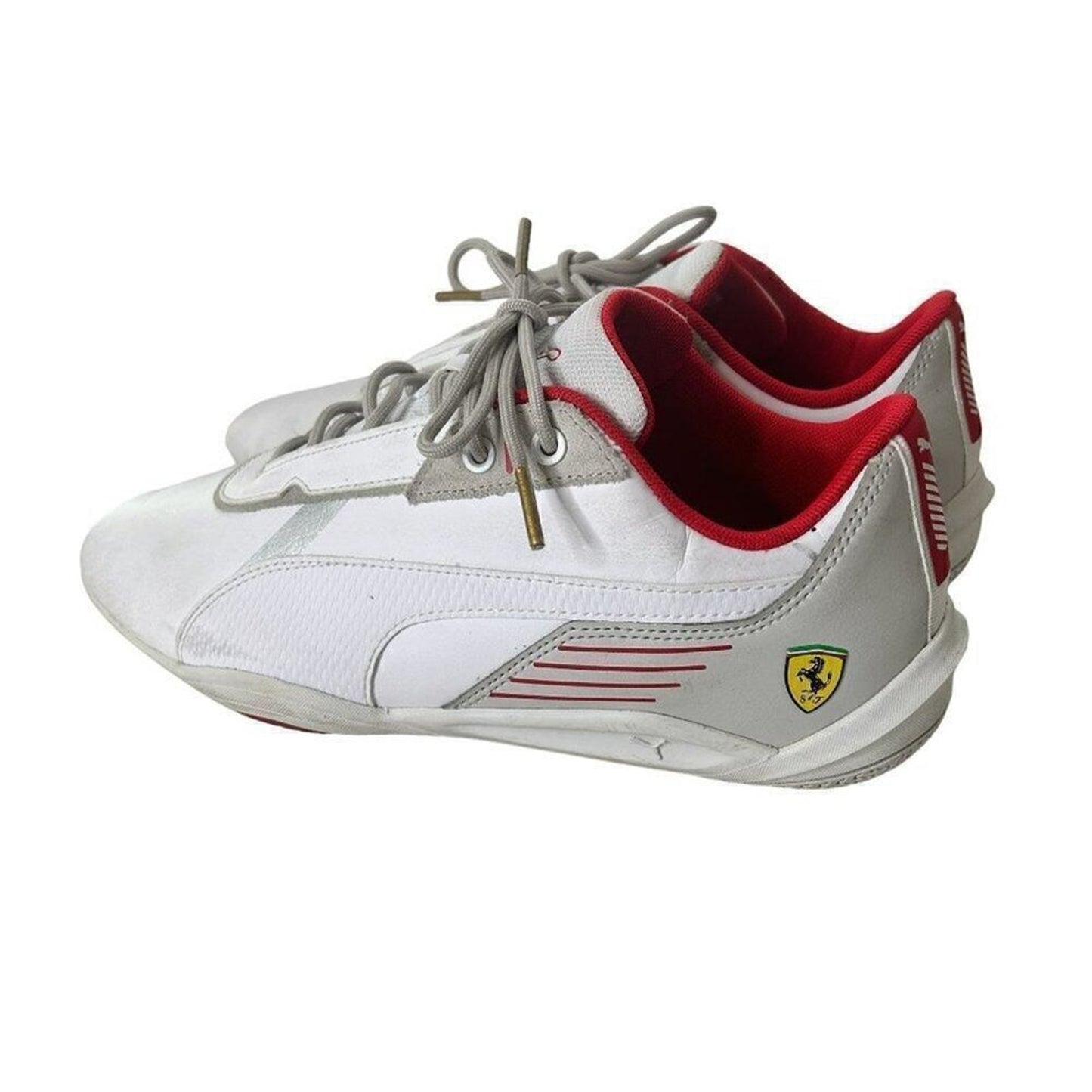Puma Ferrari Men's R Cat Machine White Red Driving F1 Racing Shoes Size 8