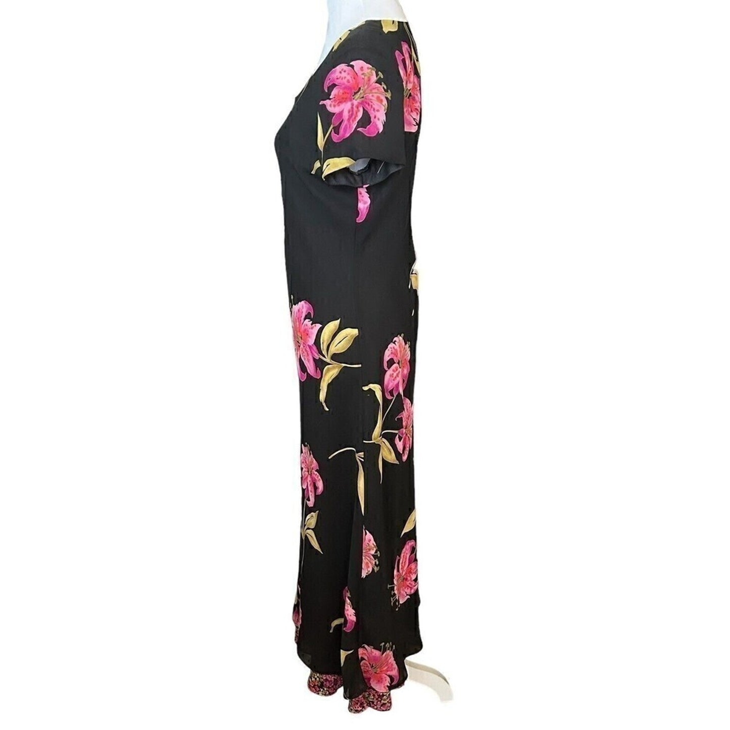 Jessica Howard Women's Dress Size (8) Black Purple Floral Above Ankle #SH