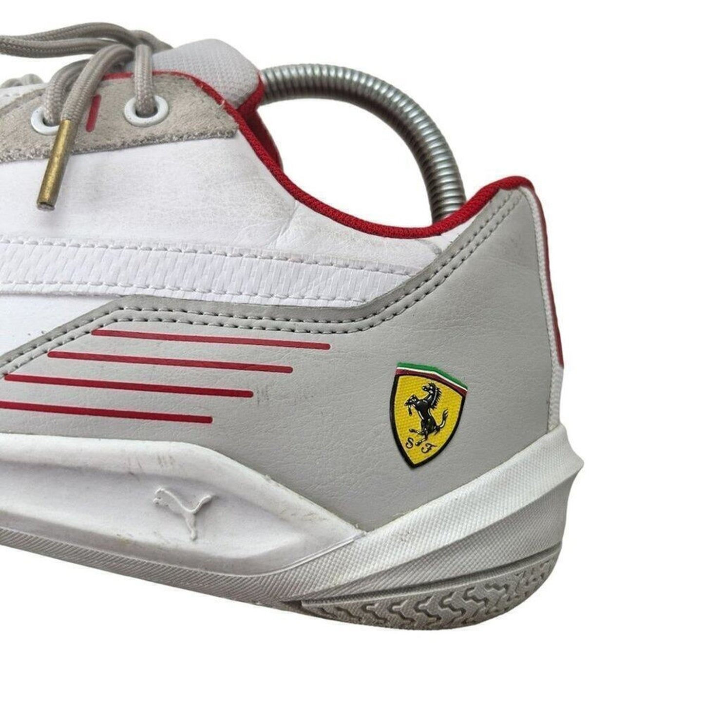 Puma Ferrari Men's R Cat Machine White Red Driving F1 Racing Shoes Size 8