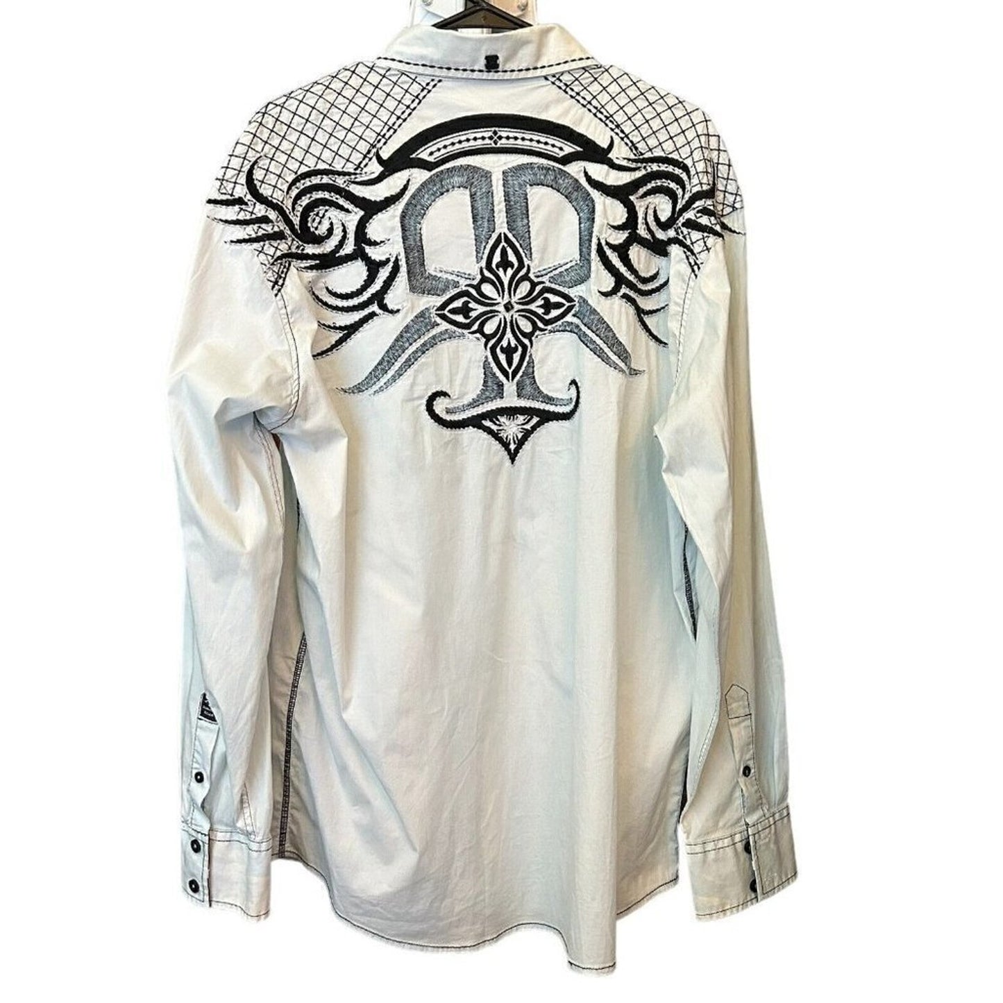Western Roar Men's Long Sleeve, Cowboy Shirt, Embroidered, F/B, Size (XL) #C1170