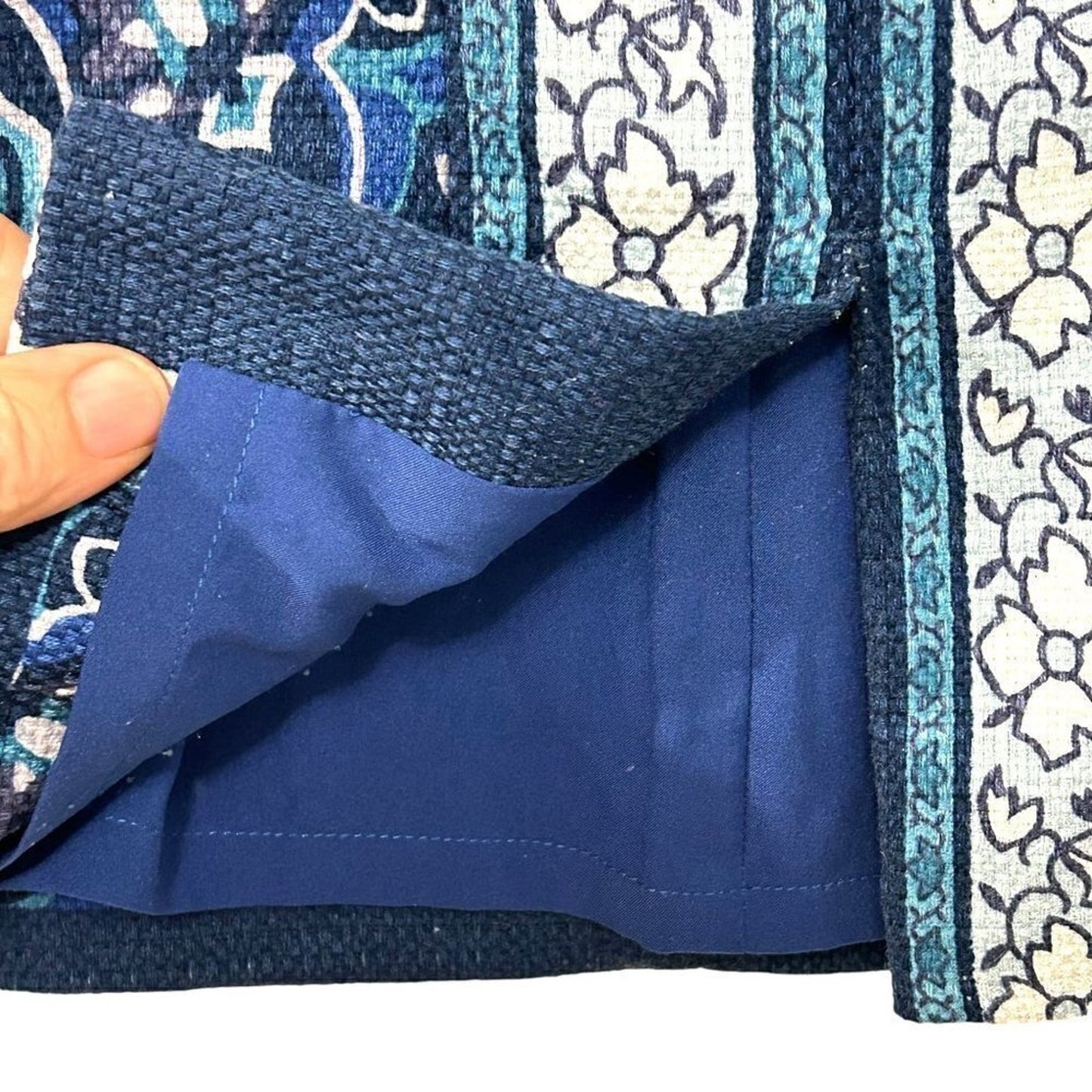 Ann Taylor Loft pencil skirt size 0 blue & white floral, lined cotton-blend #P1451