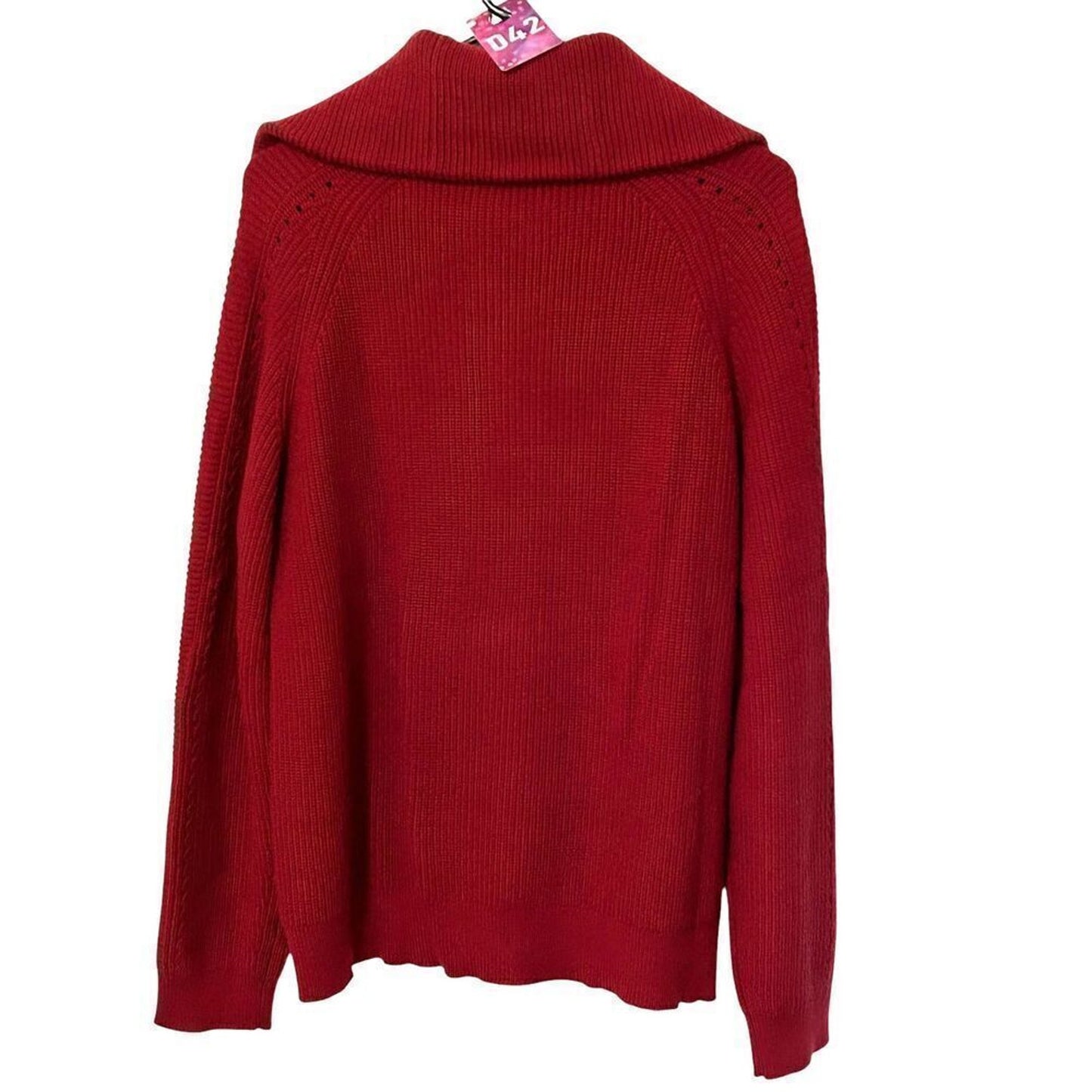 J.Jill Garnet Red Ribbed Knit Stretch Full Zip Sweater Jacket Sz. M,