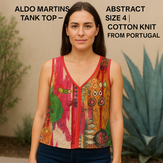Aldo Martins Abstract Tank Top – Size 4 | Cotton Knit from Portugal