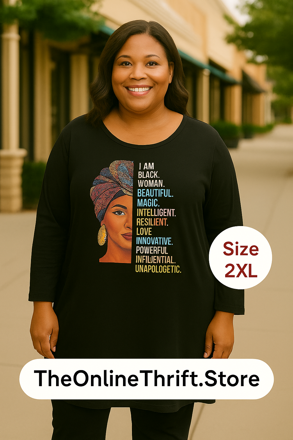 Black Empowerment Graphic T-Shirt Dress – Size 2XL
