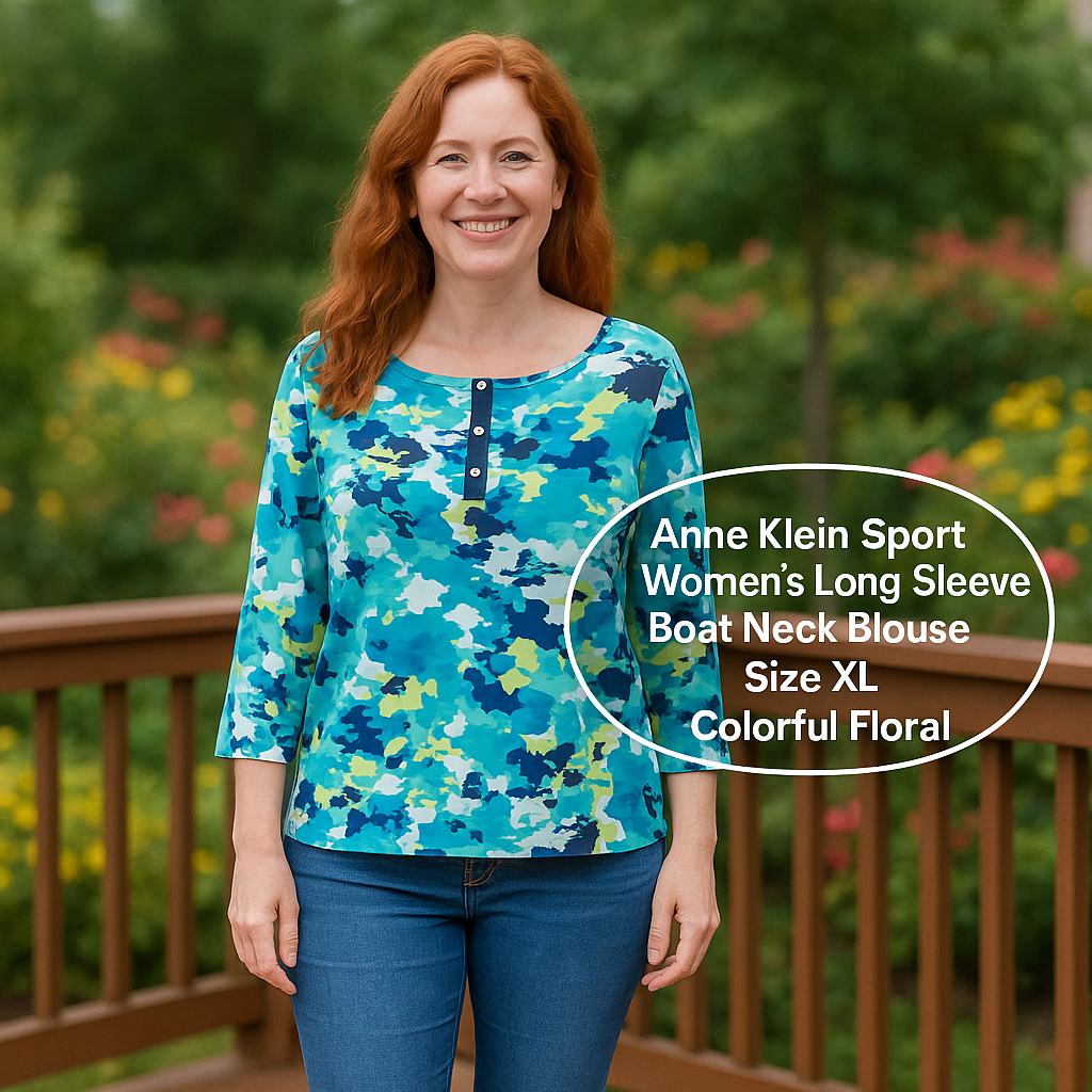 Colorful Floral Anne Klein Blouse (Size XL) Now Available