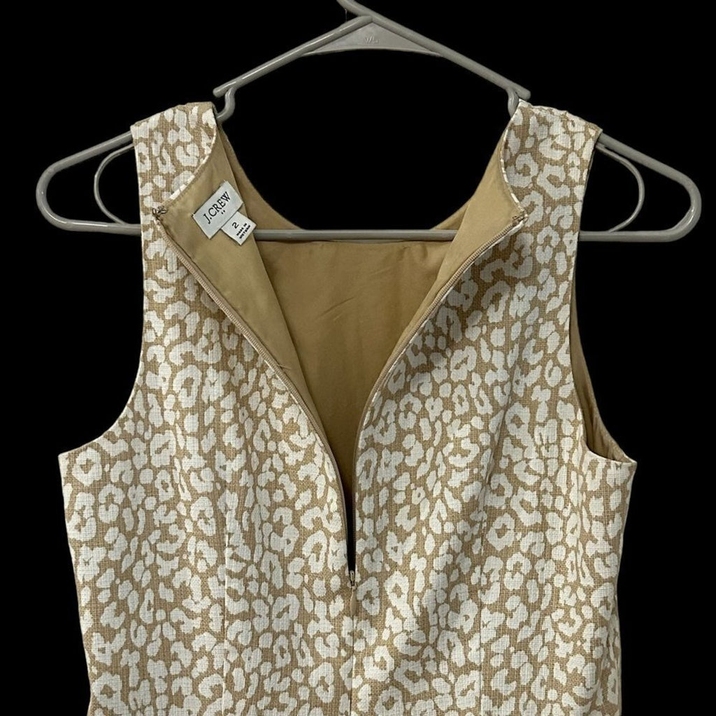 J.Crew basketweave leopard sheath dress size 2 #BH