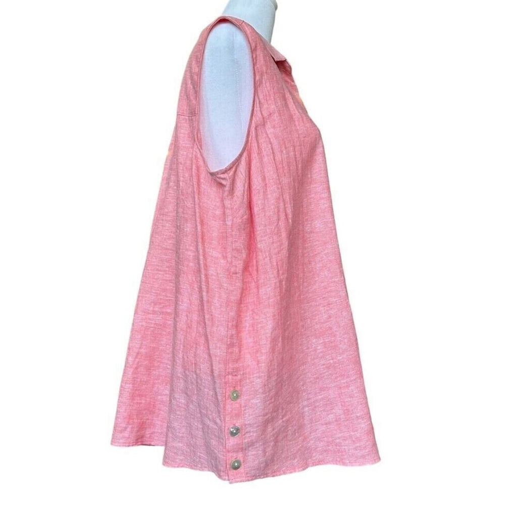 Susan Graver Pure Cross-Dyed Linen Blend Pink Tunic Coral Bloom Size XLP #H