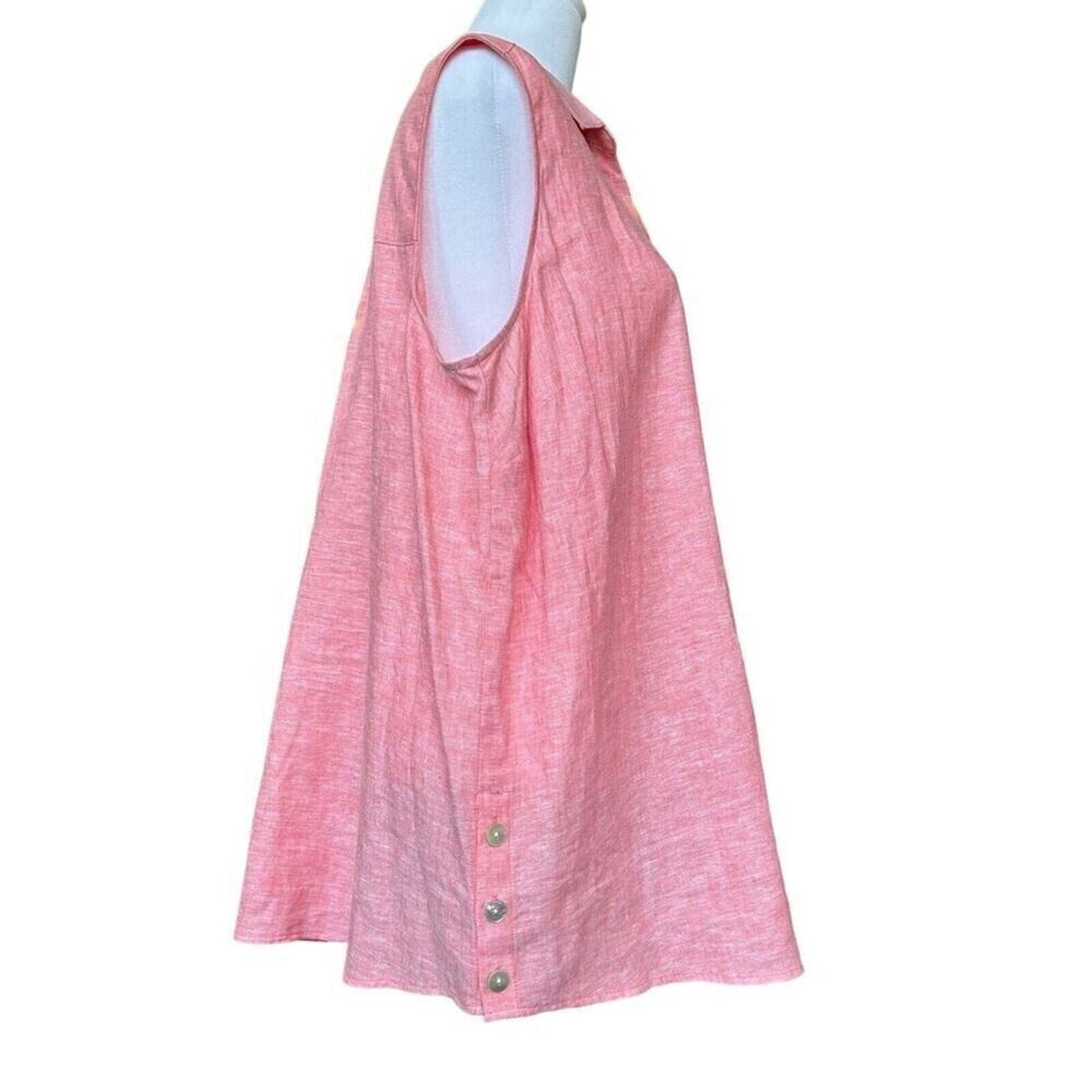 Susan Graver Pure Cross-Dyed Linen Blend Pink Tunic Coral Bloom Size XLP #H