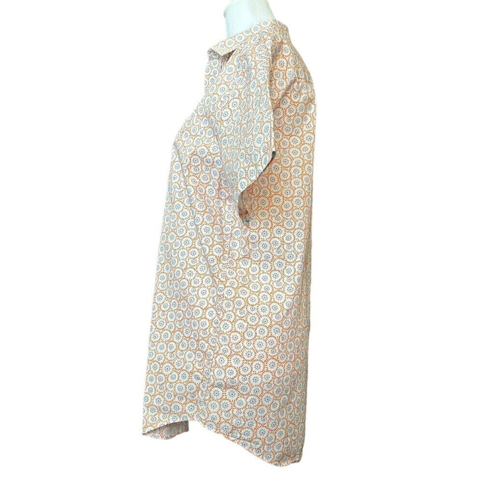 Johnston & Murphy Women's Blouse Short Sleeve White Orange Graphic Size (S) #J13