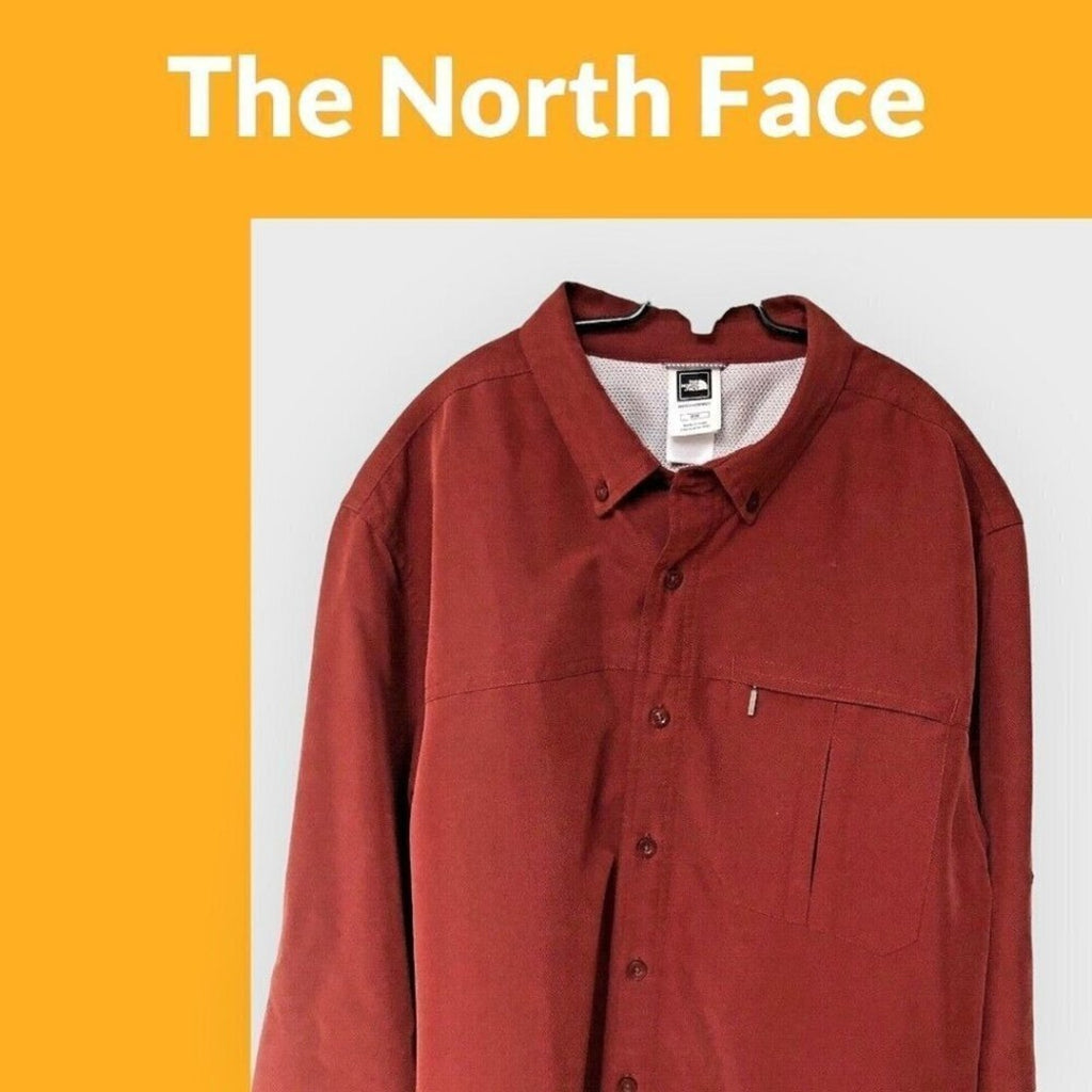 The North Face Button Down Shirt L Convertible Sleeve Zip Chest Pocket #G1231