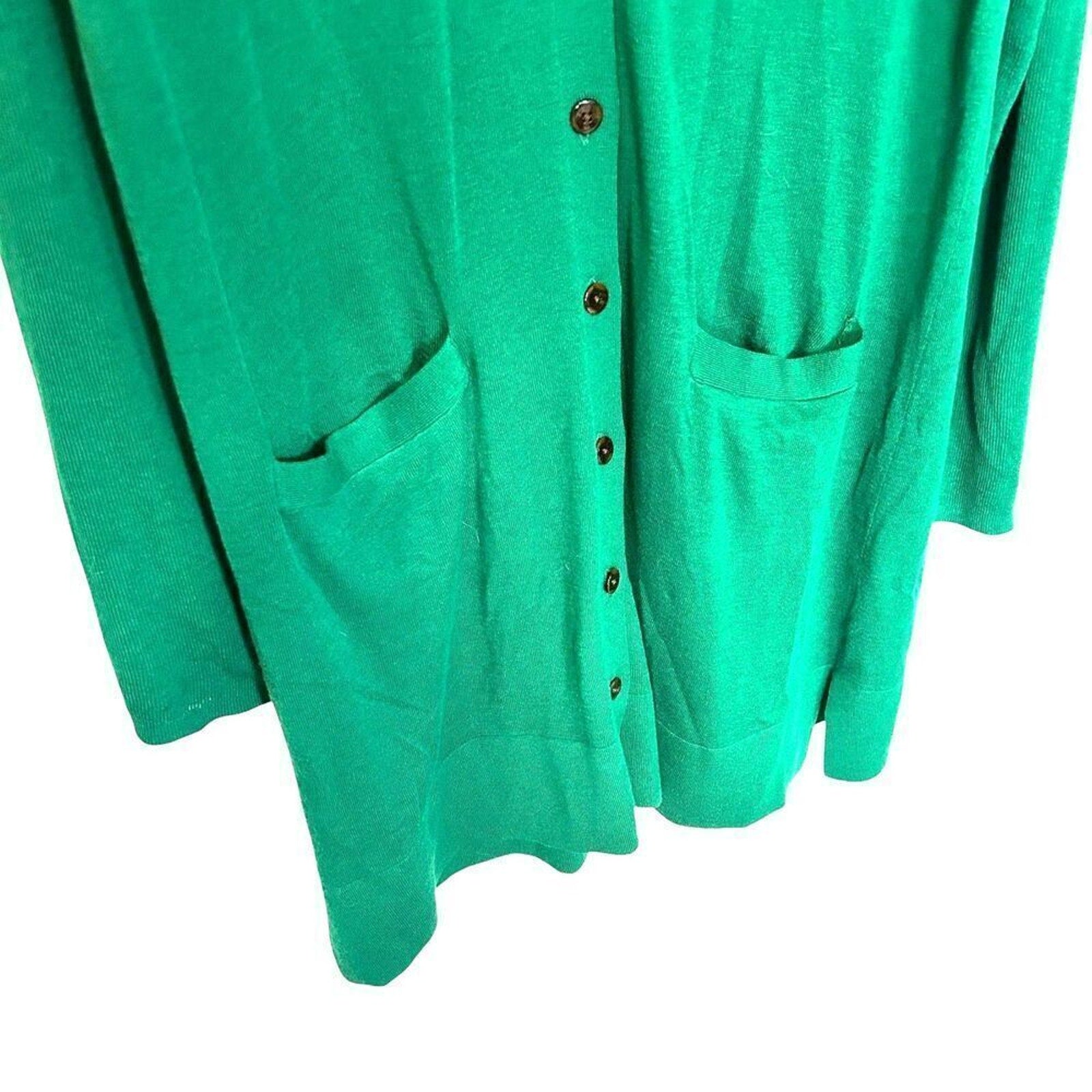 Loft Women's Button Up Sweater V-Neck Cargo Style Size XL Kelly Green #G1621