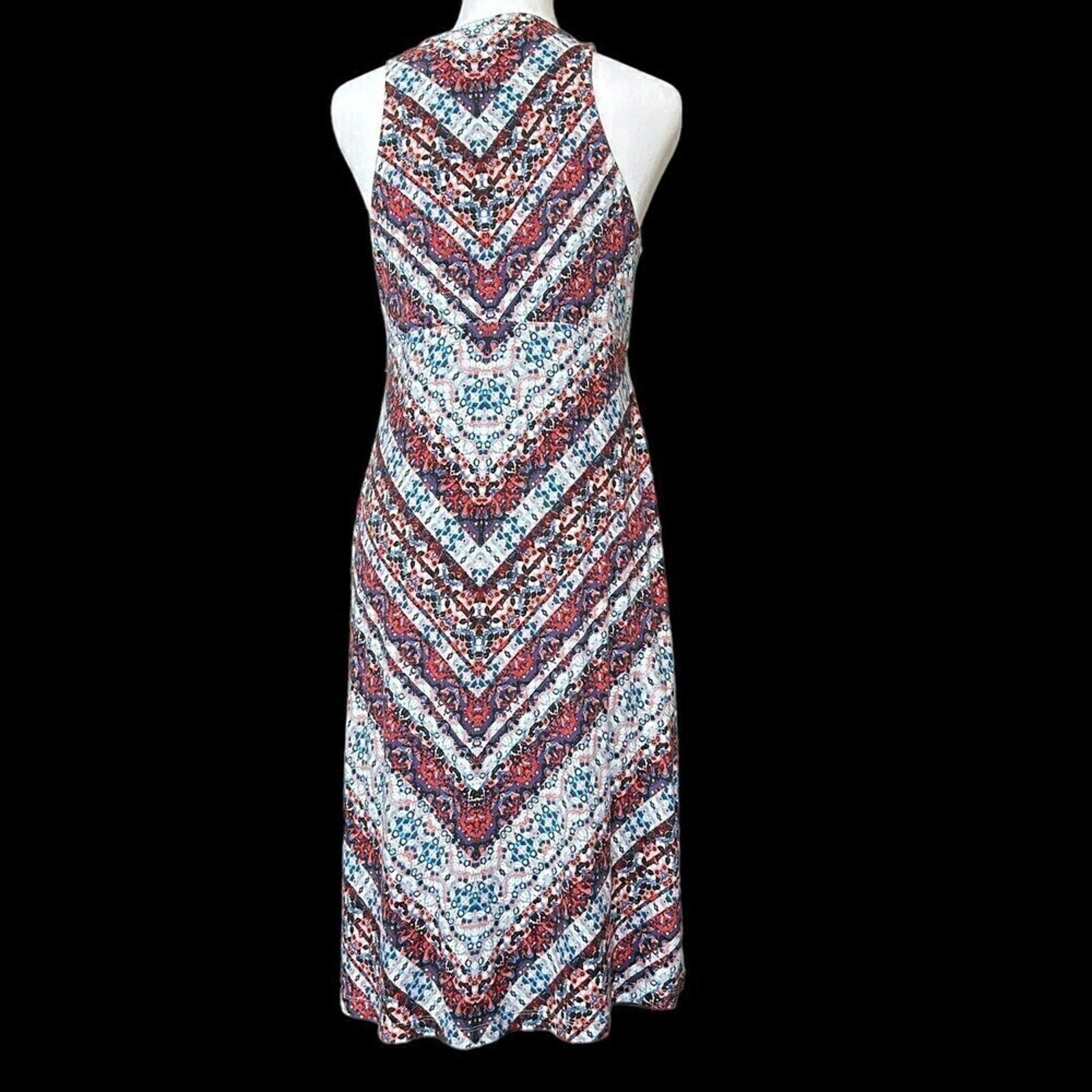 Athleta sleeveless stretchy A-line dress size M (8–10) geometric pattern #H1280