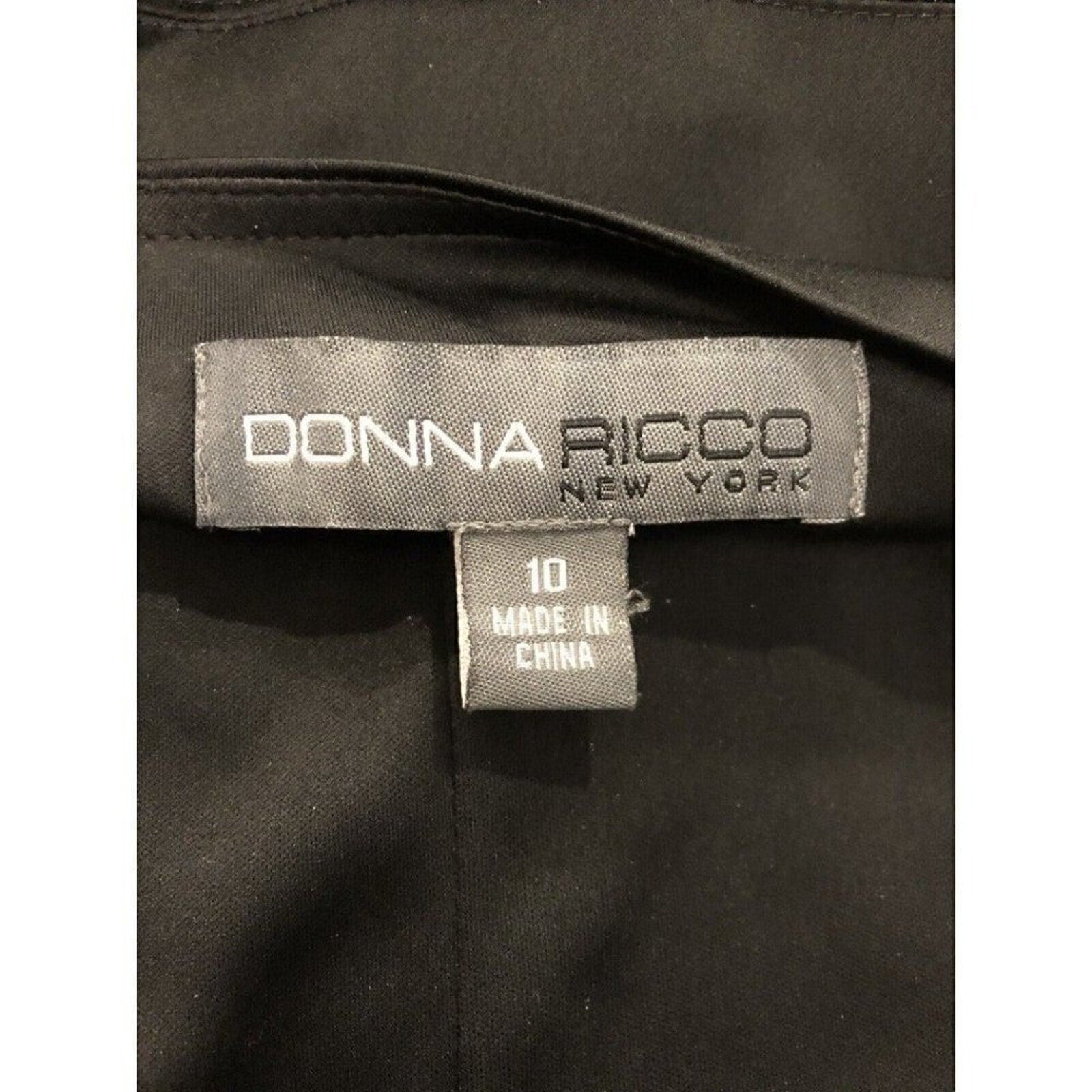 Donna Ricco black satin cocktail dress size 10 with sequin straps