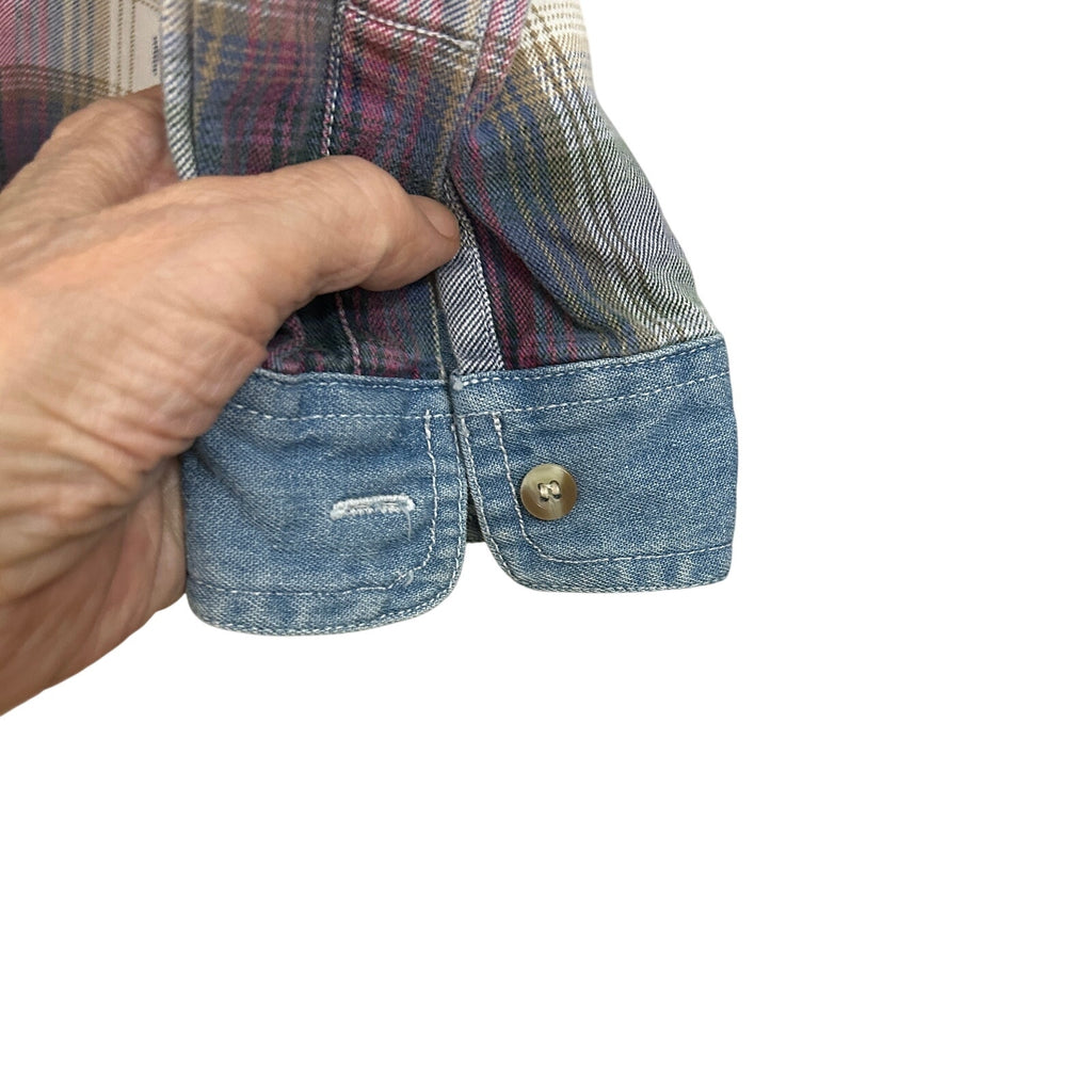 Nuovo County Seat Plaid Button Down Shirt Men’s Size L – Denim Collar