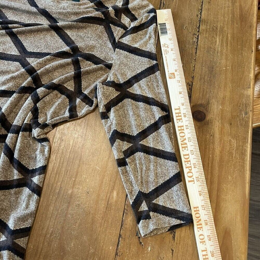 Lauren - Ralph Lauren Blouse Women's Size (L), Brown Geometric, 3/4 Sleeve #1109