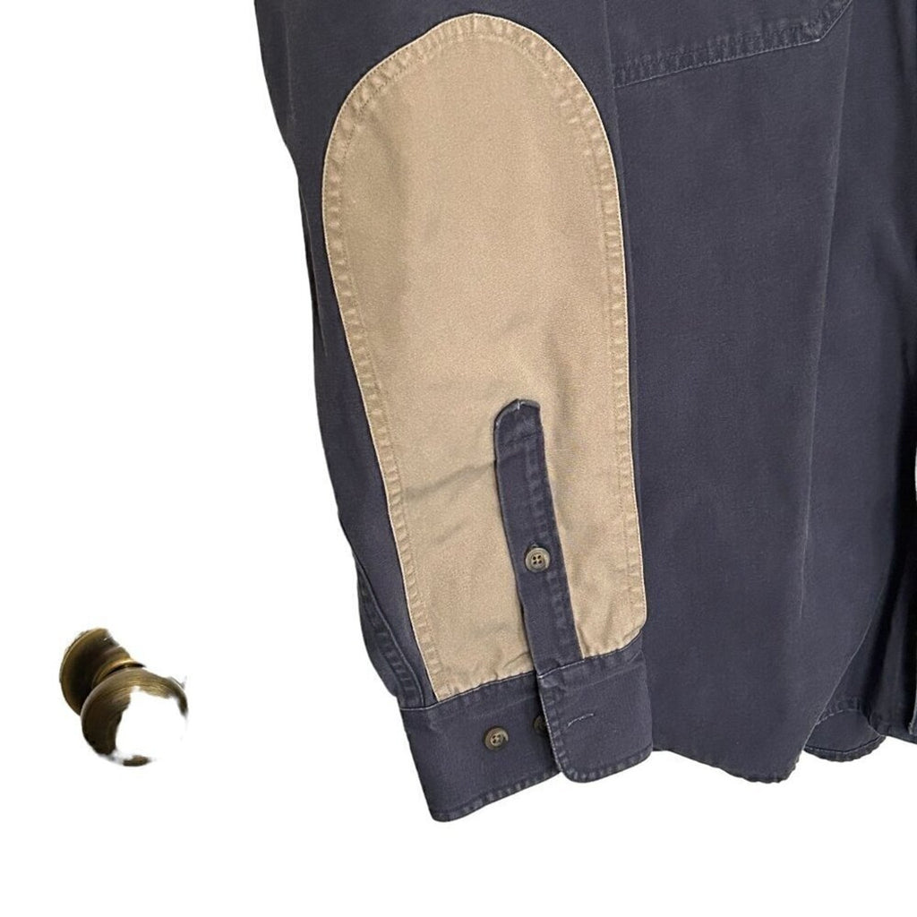 Cabela's Blue Tan Long Sleeve Heavyweight Men's Outdoor Shirt Size XL #H