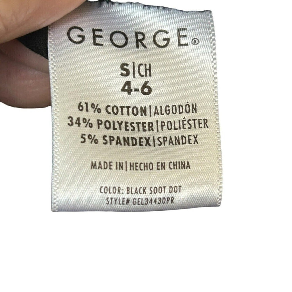 George Womens Black Gold Polka Dot Blouse Button Up Lg. Sleeve Sz 4-6 (S) #J1305