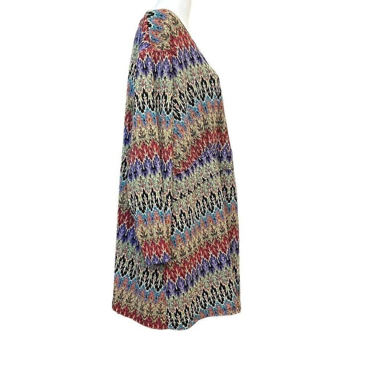 Russell Kemp Blouse Women's SZ.(3X) Multicolor Surplice V-Neck Long Sleeve #1162