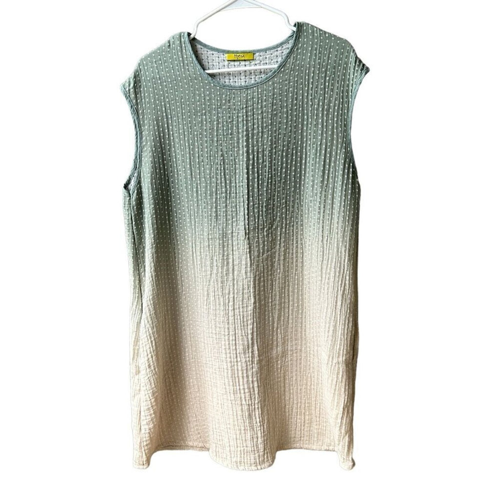 Hyena Women’s A-Line Dress Green Sleeveless Size Large (above the knee, 2 pockets)