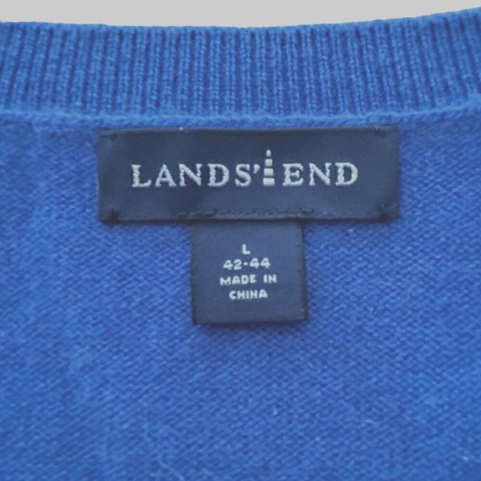 Lands End Vintage 90's 100% Cashmere Sweater Vest Blue V-Neck Golf