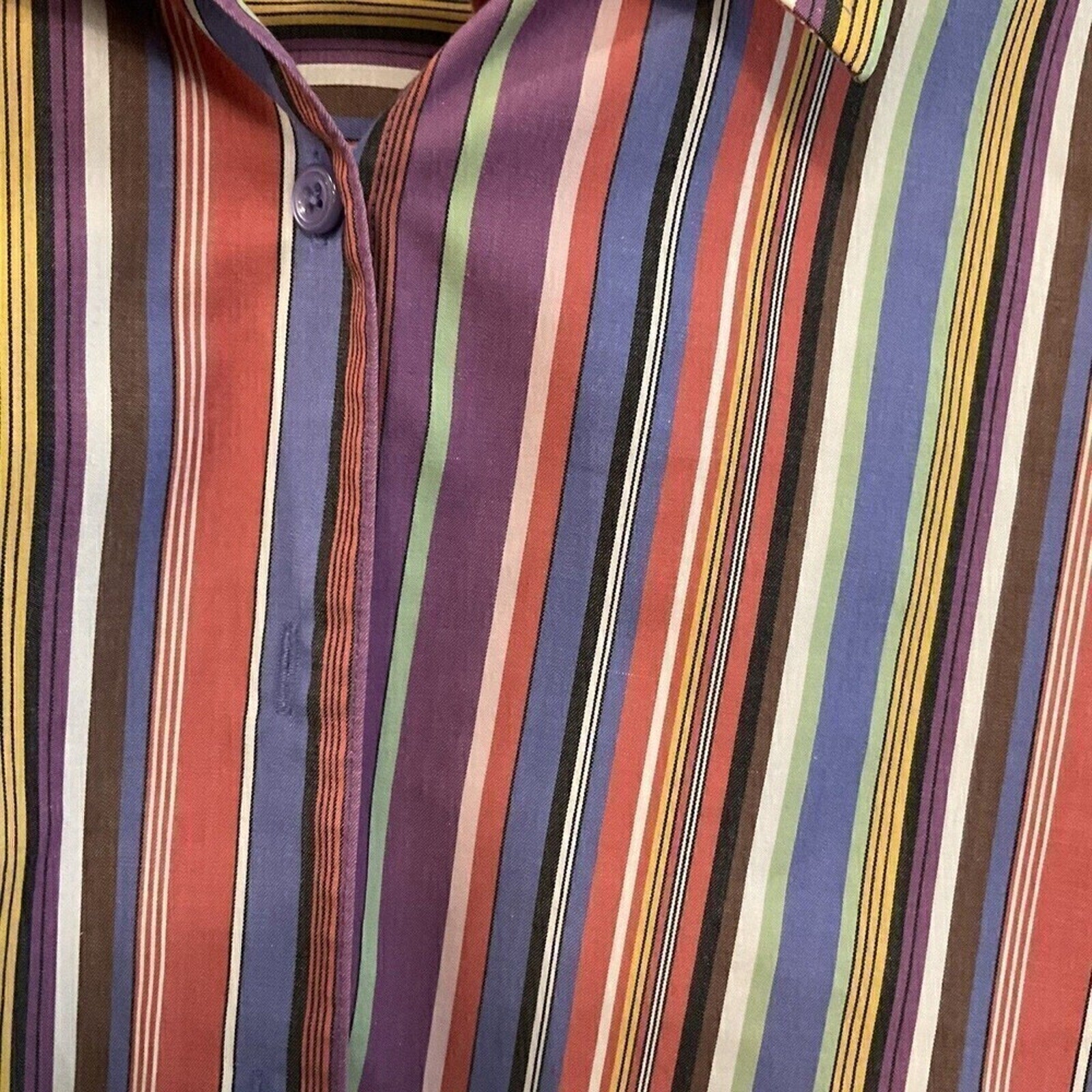 Westbound Essentials Women's Sz.(12) Striped Blouse Hidden Buttons, Long Sleeve