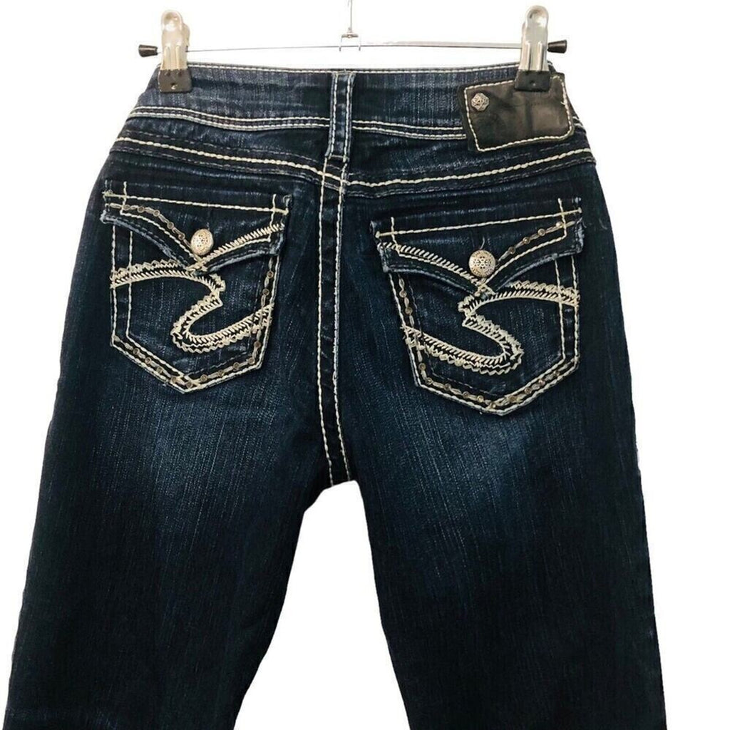 Silver Women's Jeans Size W26/L30 Medium Wash Denim Suki Flap Boot Cut #1083