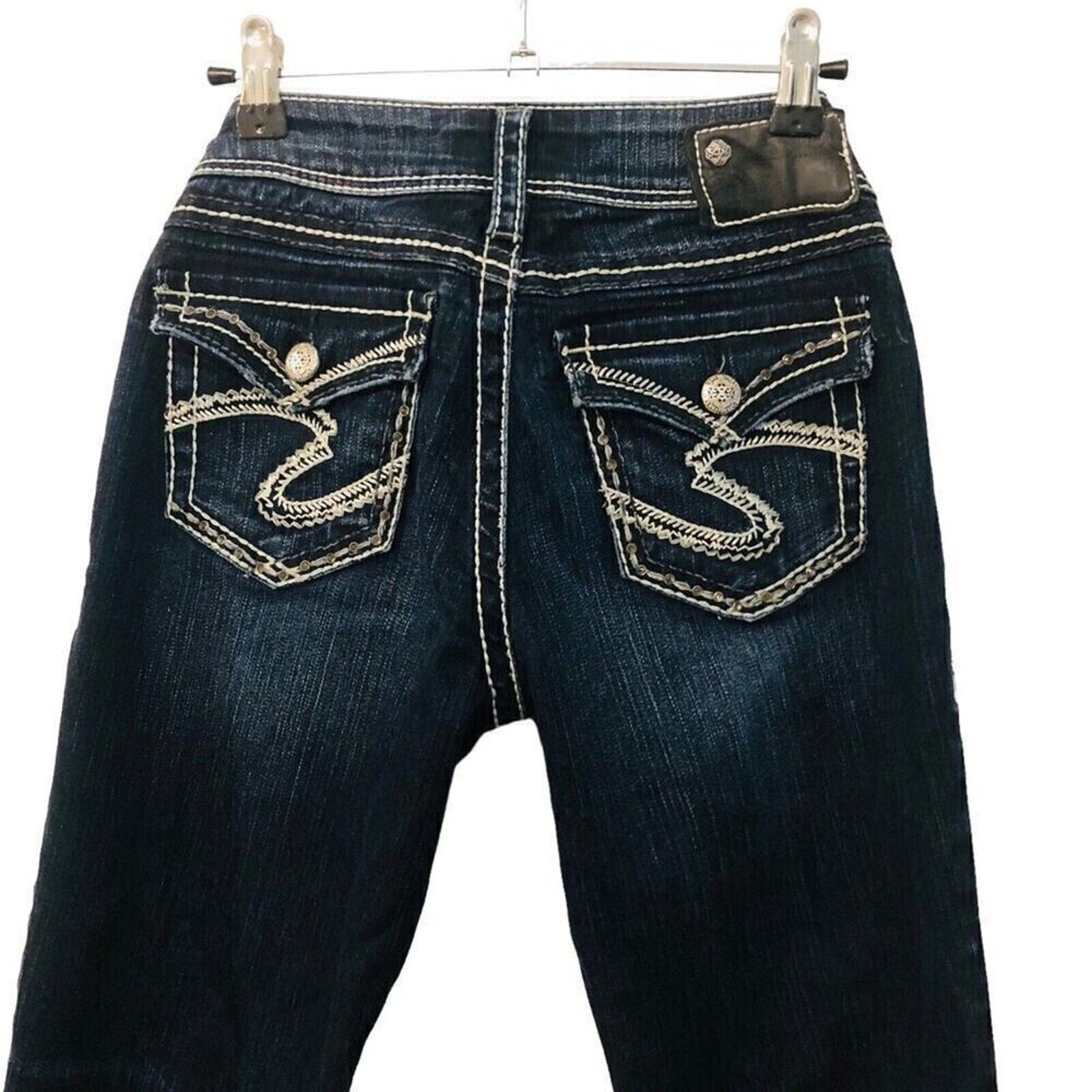 Silver Women's Jeans Size W26/L30 Medium Wash Denim Suki Flap Boot Cut #1083