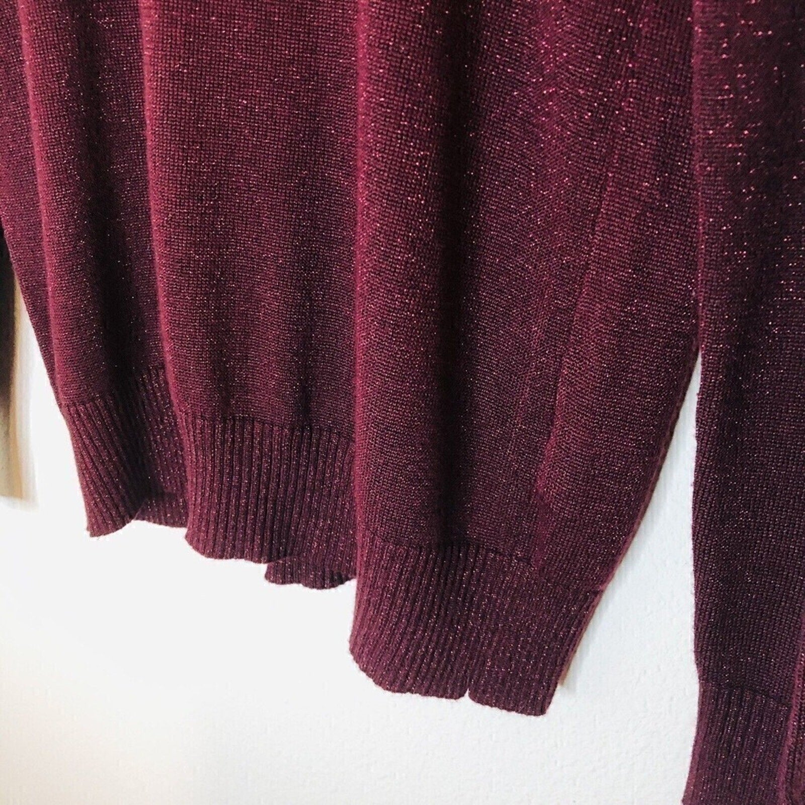 Joseph A. Women's Burgundy / Sparkle Silk Top, Turtle Neck, Size (M) #HB