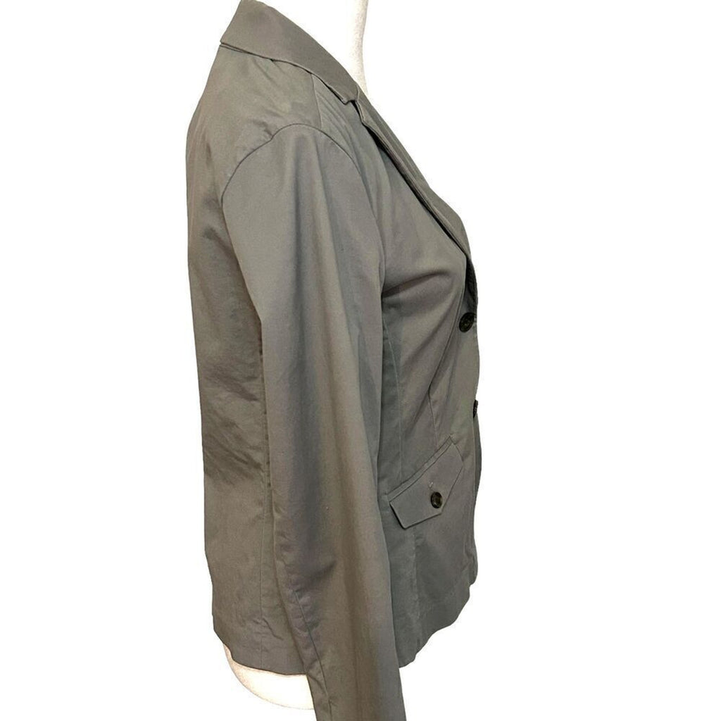 Eddie Bauer Women's Size 2 Dove Grey Two Button Cotton Jacket Blazer