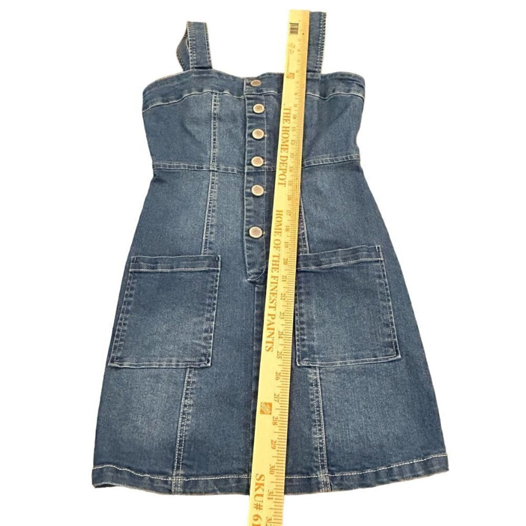 Copper Key Denim Jumper Women’s Size (XS) Sleeveless Button Jean Y2K #L1376