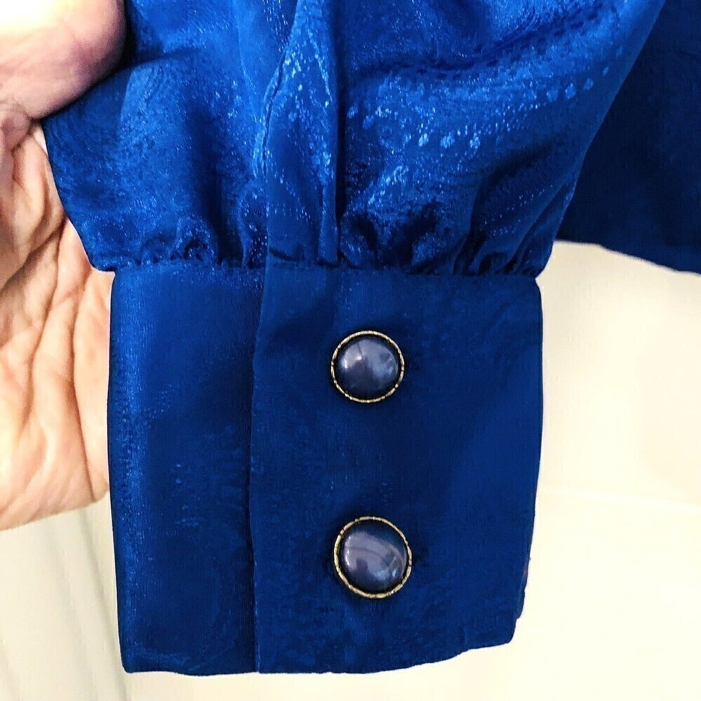 Bleyle Women’s Long‑Sleeve Blouse L – Blue Paisley Hidden Buttons #1014