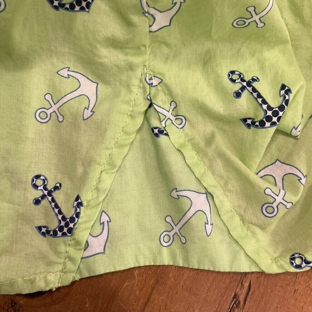 Red Camel Women's Blouse Green Anchor Pocket Collared Long Sleeve Button Up Sz L