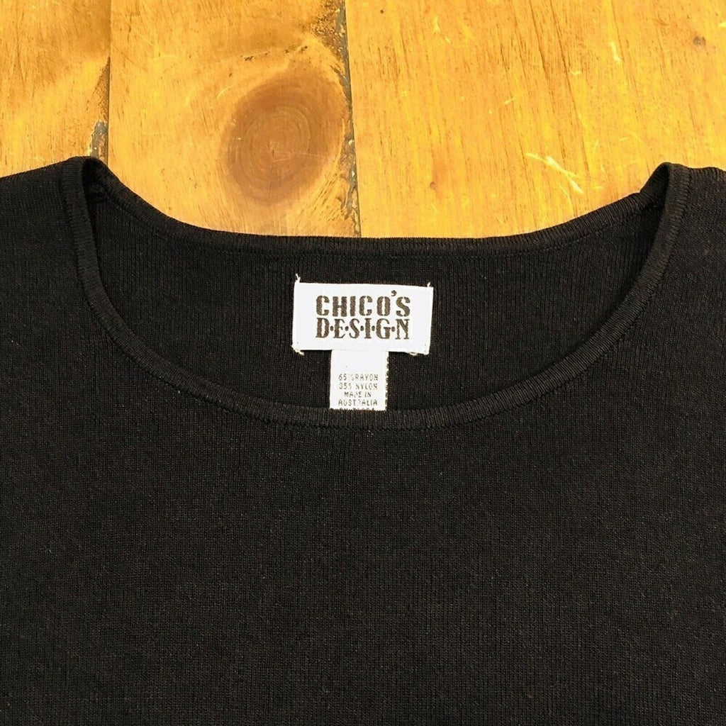 Chico's Design Women's Black Sweater Long Sleeve Scoop Neck Size 1 (M) #1077