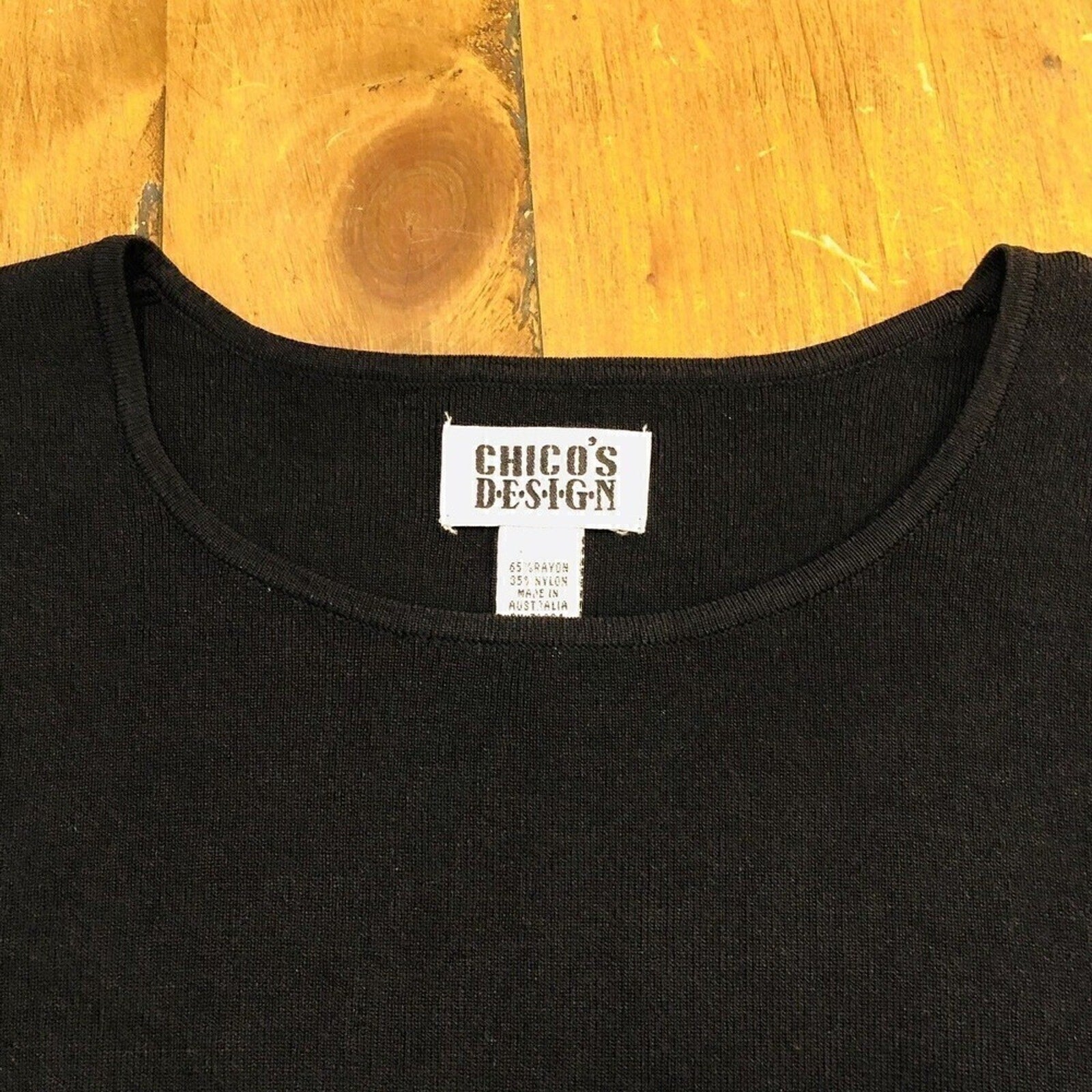 Chico's Design Women's Black Sweater Long Sleeve Scoop Neck Size 1 (M) #1077