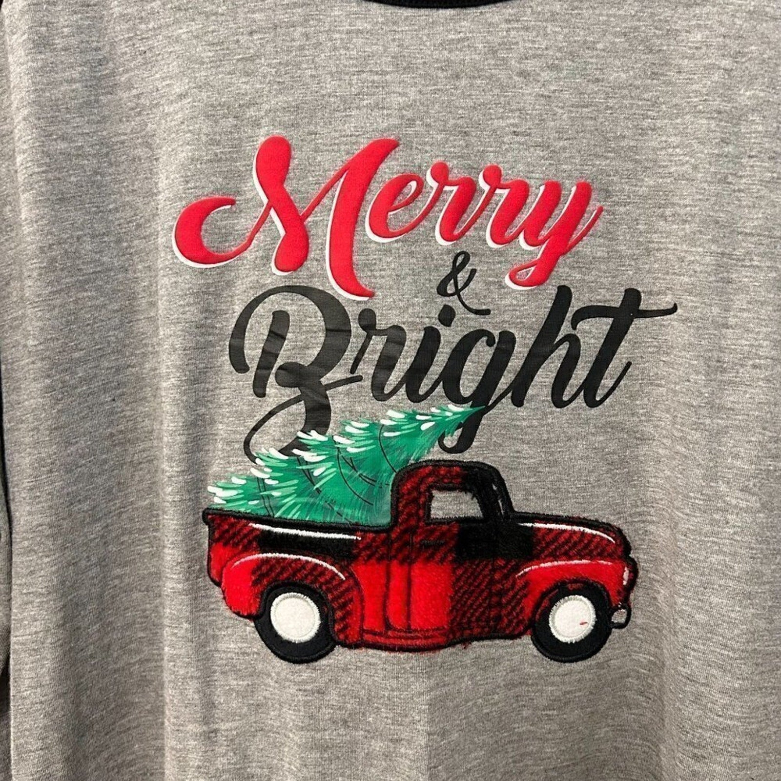 Holiday Fam Jams Sleepwear Pajama Shirt Sz. 2X Christmas Fuzzy Truck #O1415
