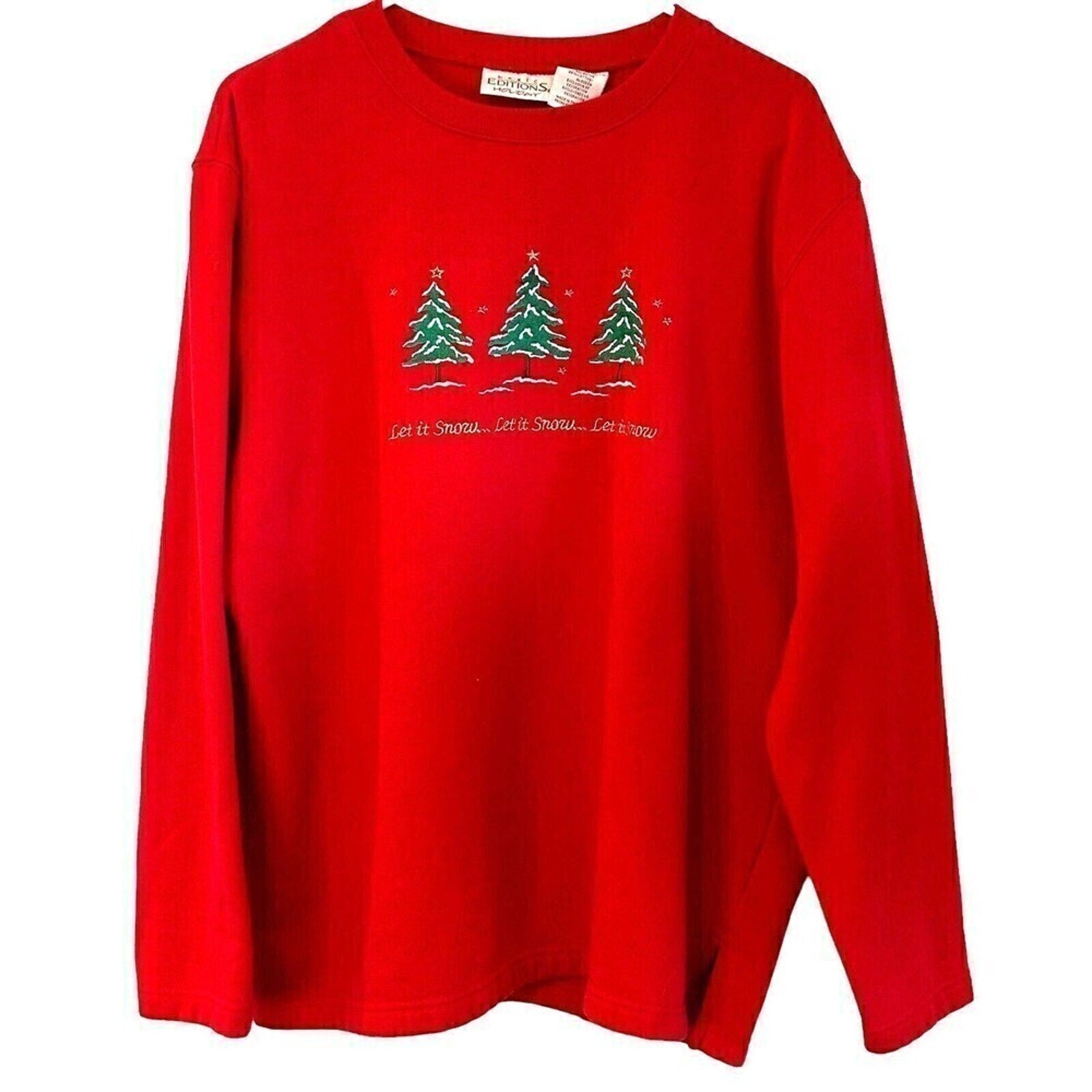 Holiday Christmas Women's Red Pullover Sweatshirt Size L  “Let It Snow…” # K1292