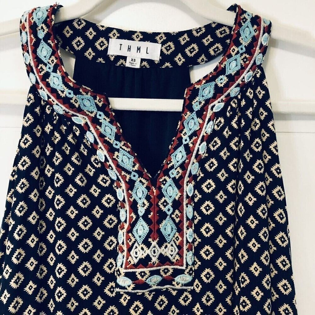 THML Women’s Embroidered Sleeveless Mini Dress Size XS – Fully Lined