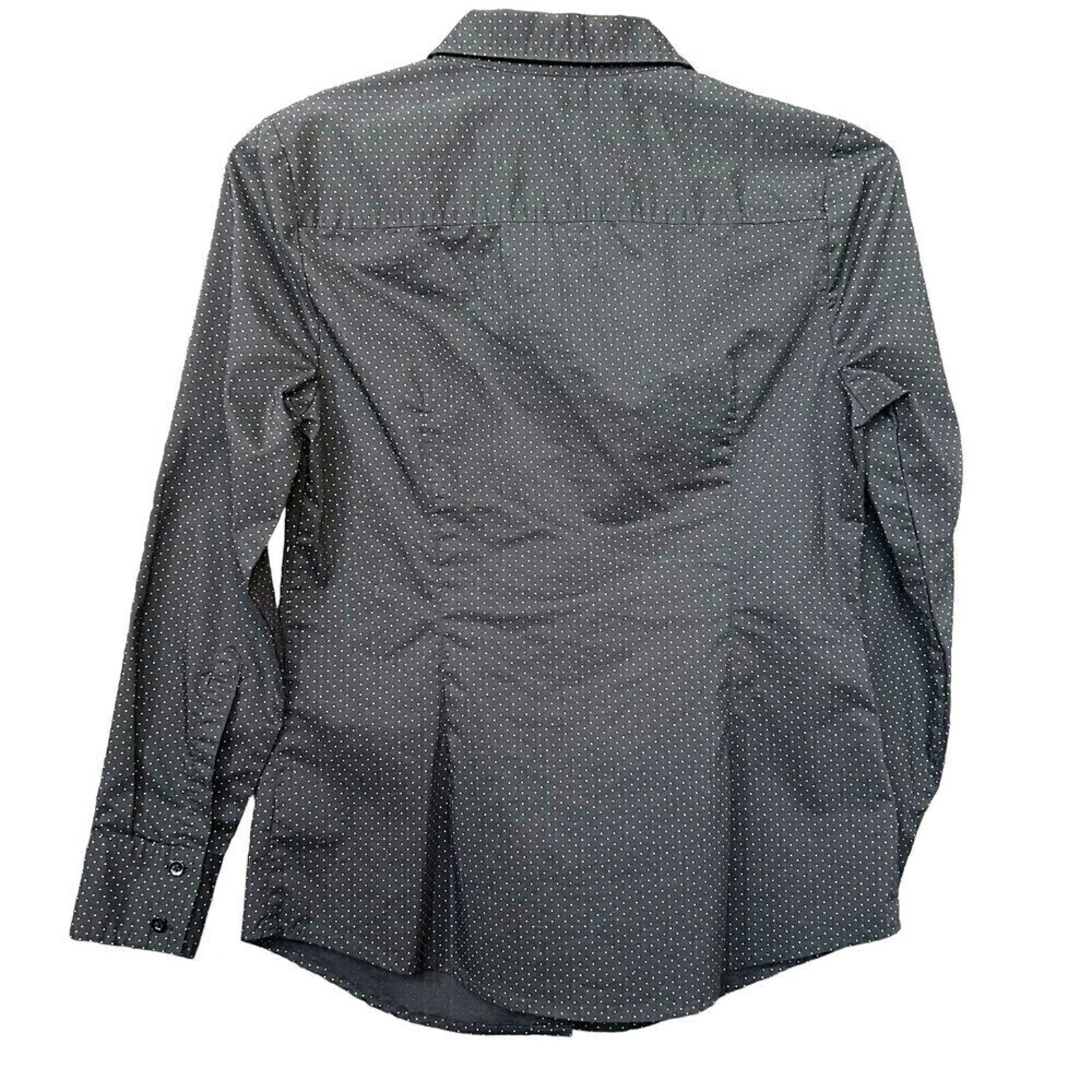 George Womens Black Gold Polka Dot Blouse Button Up Lg. Sleeve Sz 4-6 (S) #J1305