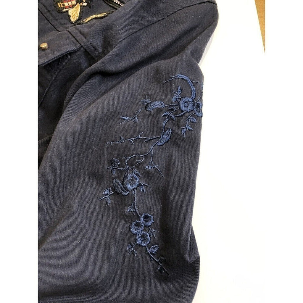 Wolf Seventy Seven Women's Sz. (S) Embroidered Black Denim Jacket