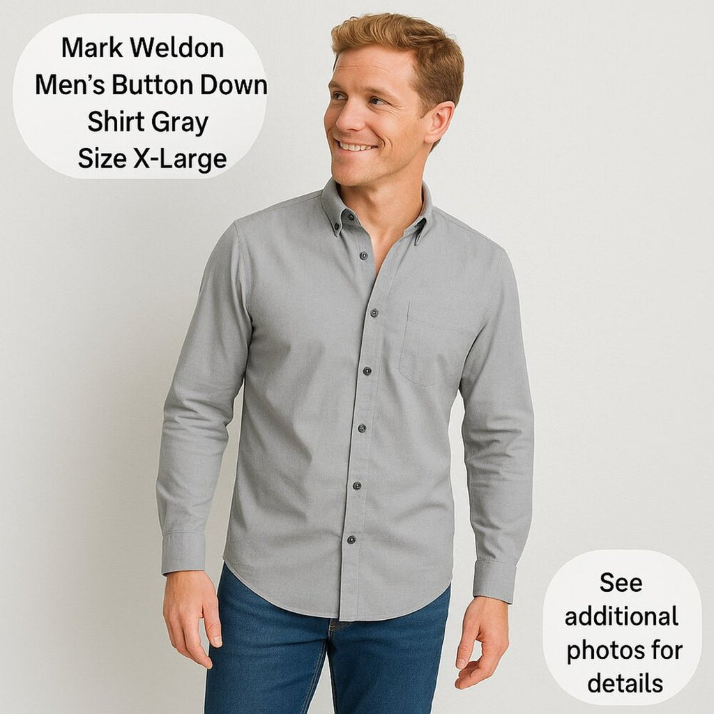 Mark Weldon Men's Button Down Shirt Gray Size X-Large #F1239