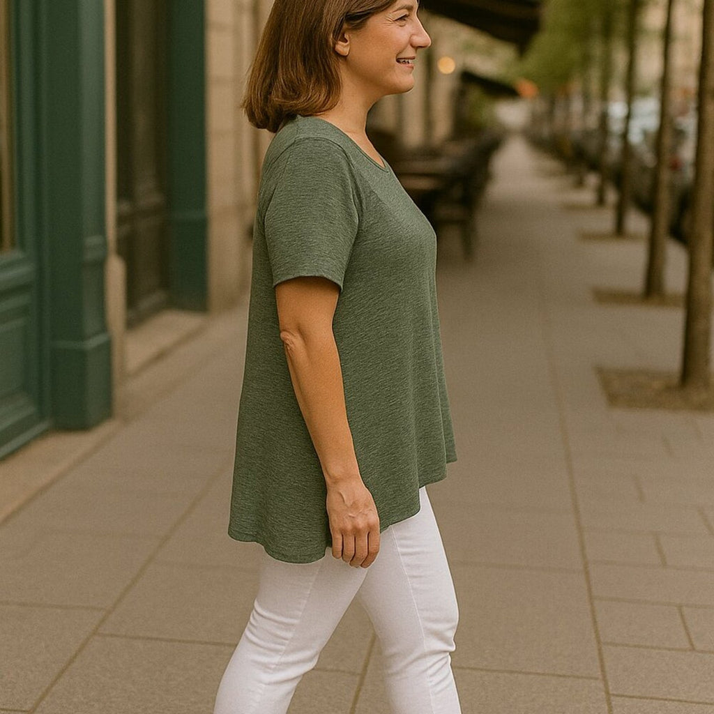 Juicy Couture Short Sleeve Top Size ( L ), Green With Peek-a-boo Opening #A1157