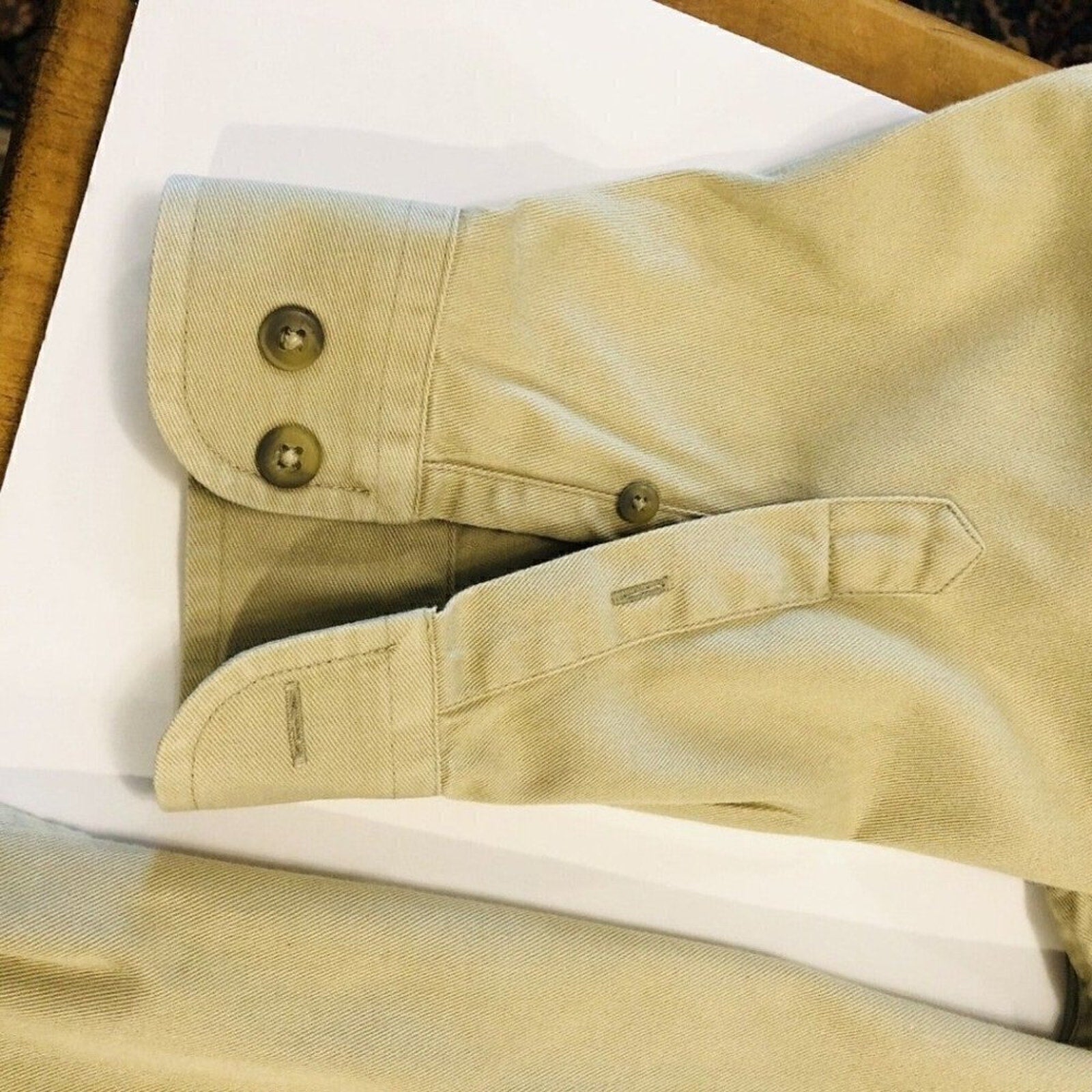 Eddie Bauer 100% cotton khaki tan Oxford button‑down shirt size M