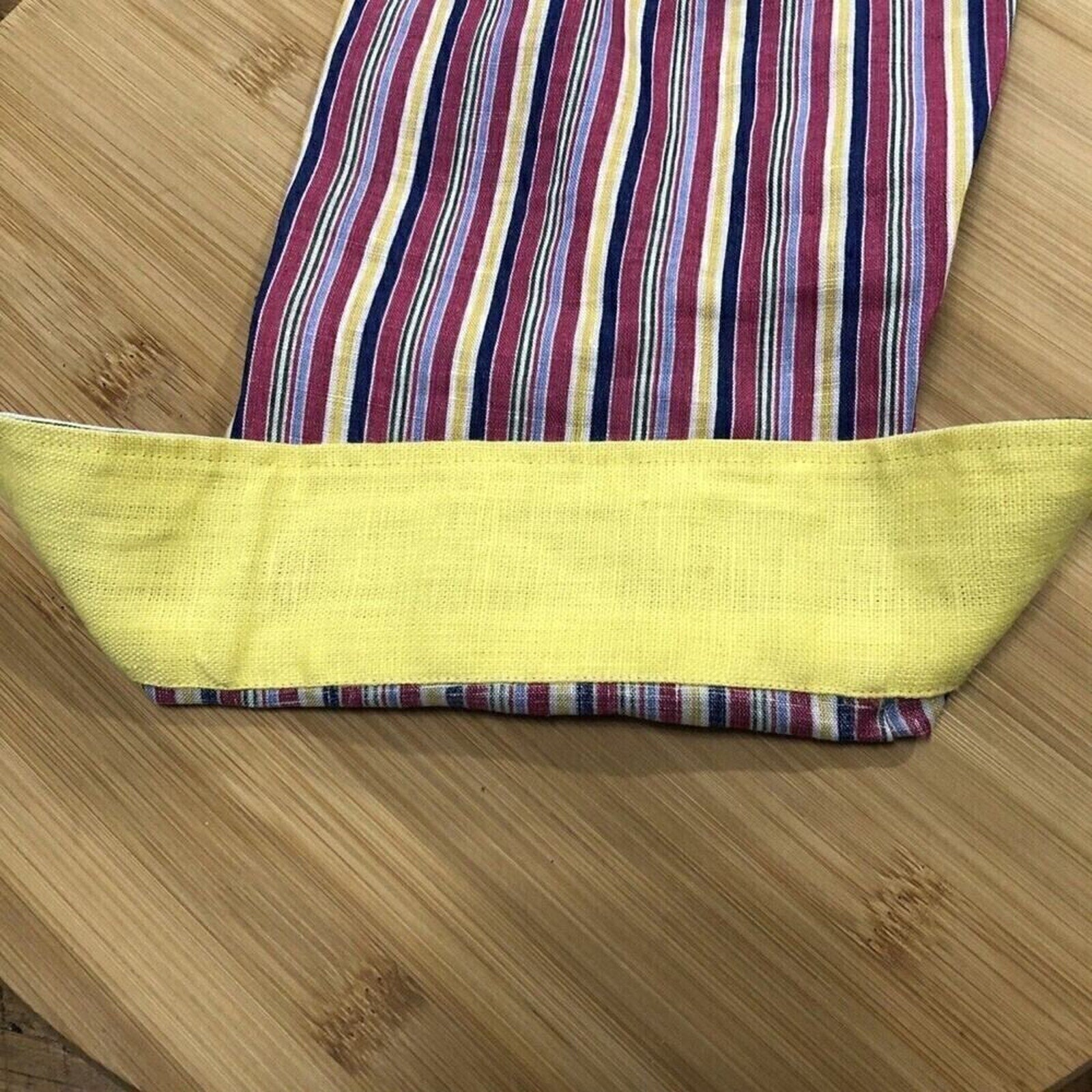 Lauren - Ralph Lauren Women's Stripe Linen Shirt - Yellow Collar & Sleeve Lining