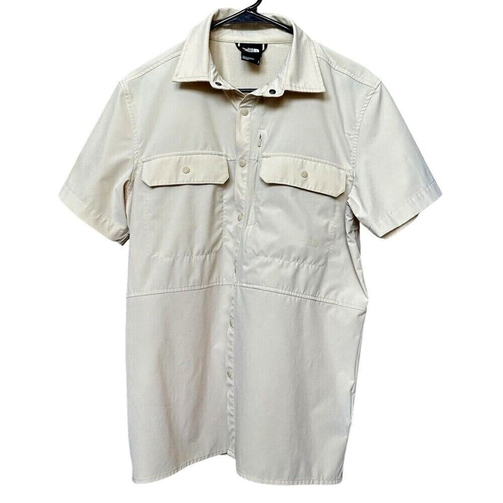 Men's The North Face Sniktau Short Sleeve Sun Shirt Vented Beige Size (S) #1140