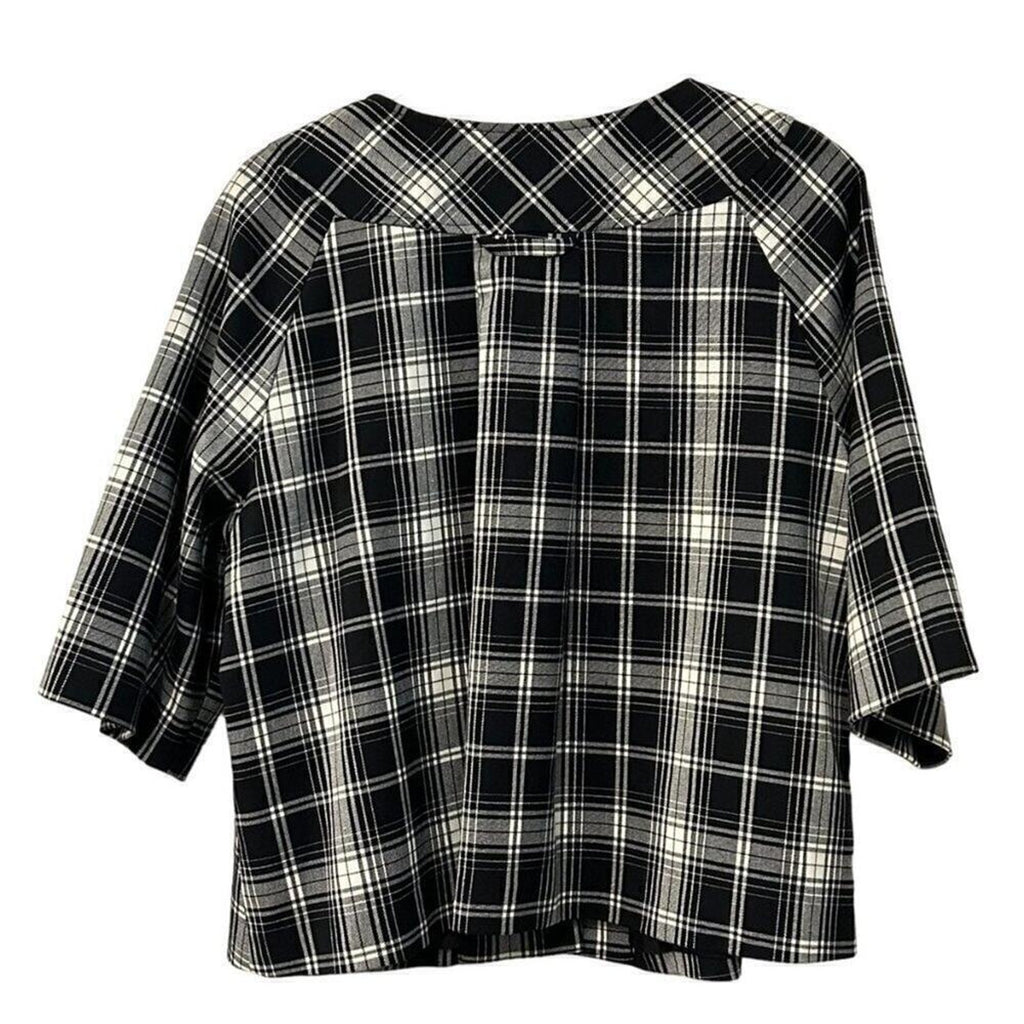 Signature by Larry Levine Women's Size 18 Black White Plaid 3/4 Jacket #BH