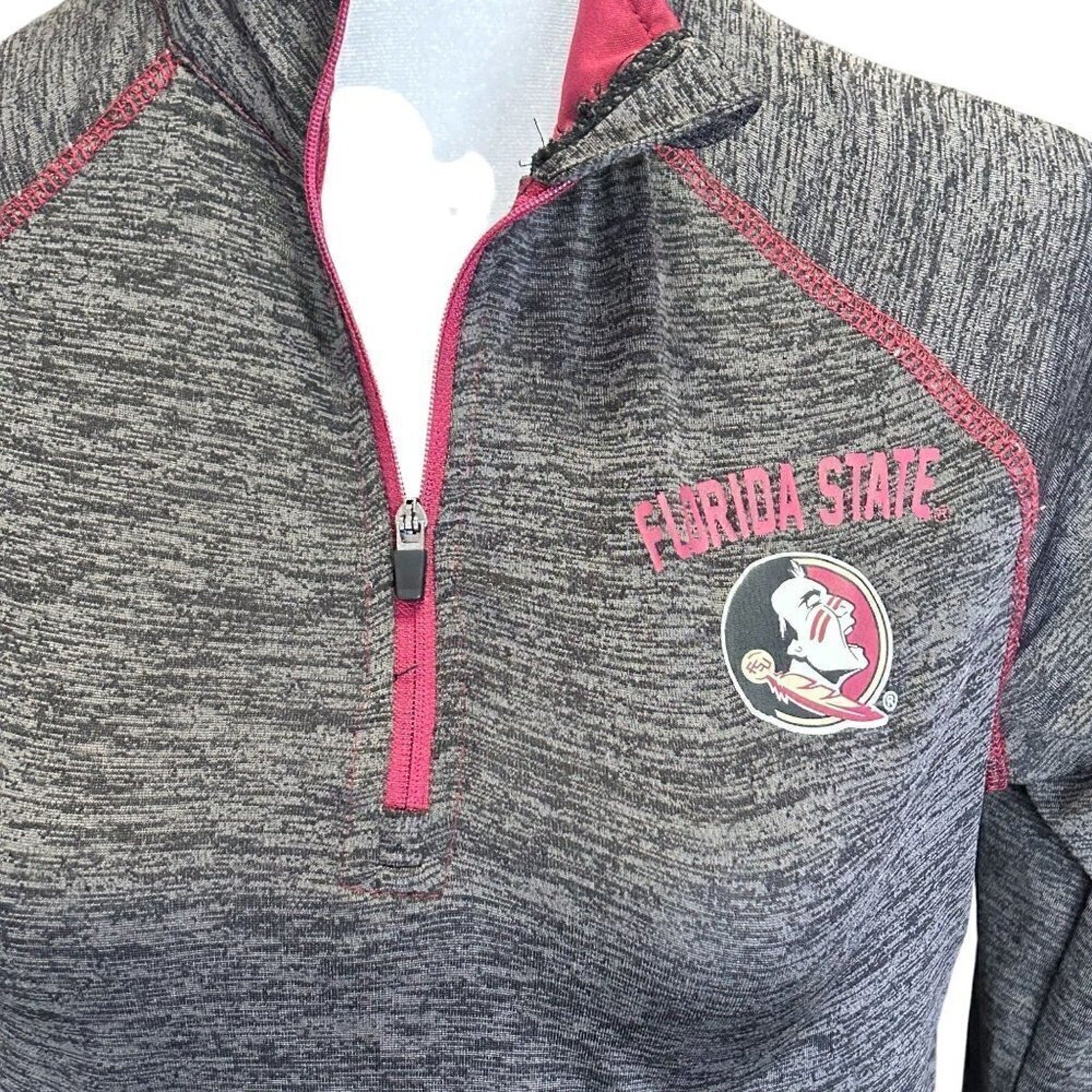 FSU Florida State University Women's Top 1/4 zip Pullover Grey / Garnet #B1467