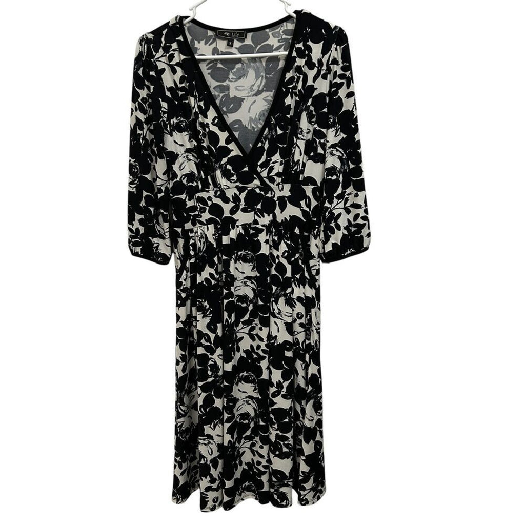 Lily Women’s Maxi Dress Size S Black White Floral Pattern Spring Summer