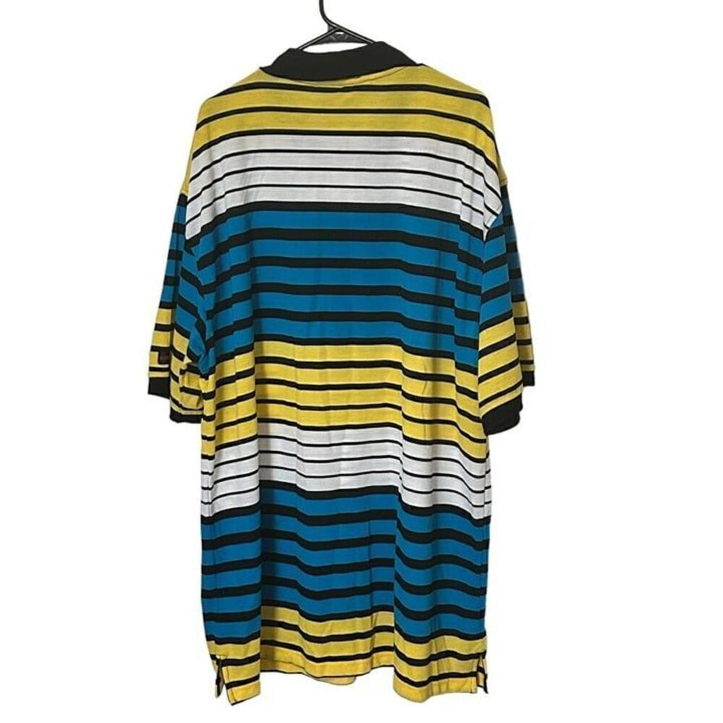 Red Ape Men's Polo Shirt Size 5X, Horizontal Stripe Black, Blue, Yellow #G1513