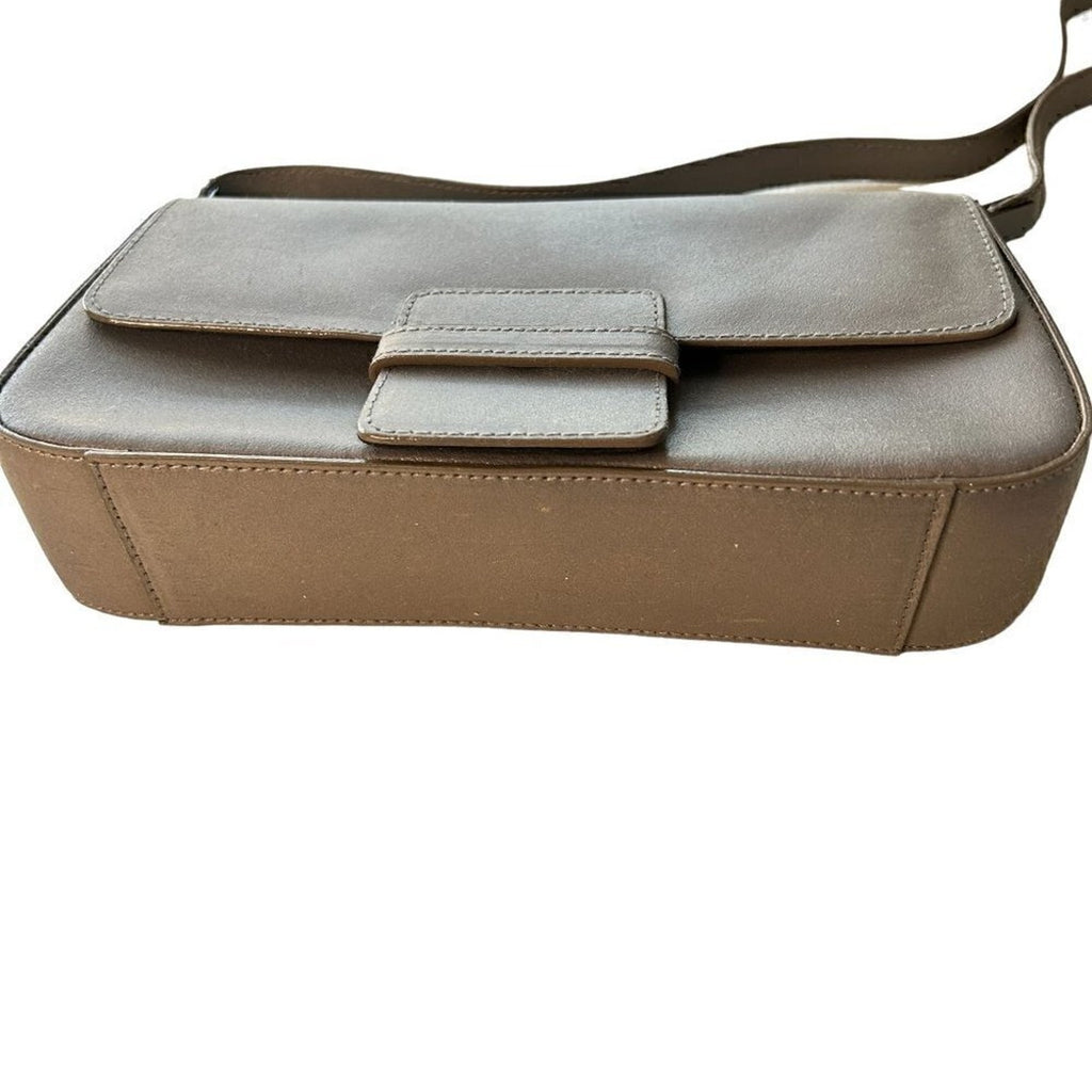 Preston & York Womens Purse W/Shoulder Strap Leather Grey See Photos